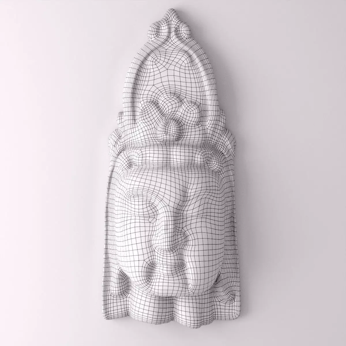 Vintage Wood Quan Yin Head 3D model_2