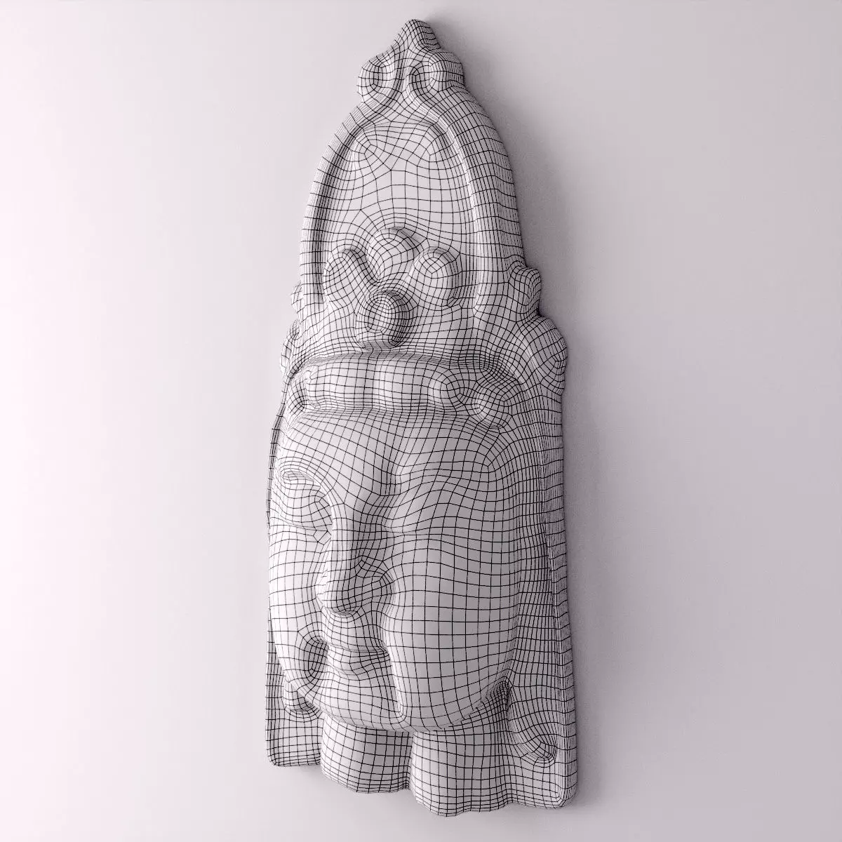 Vintage Wood Quan Yin Head 3D model_5