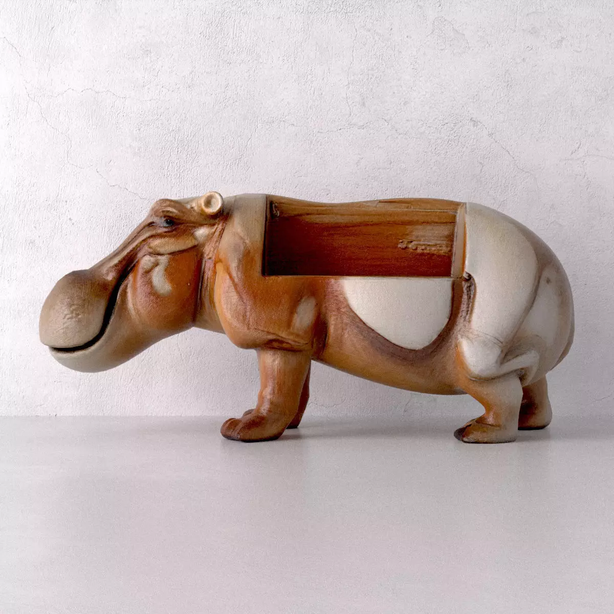 Wood Hippo Bench 3D model_3