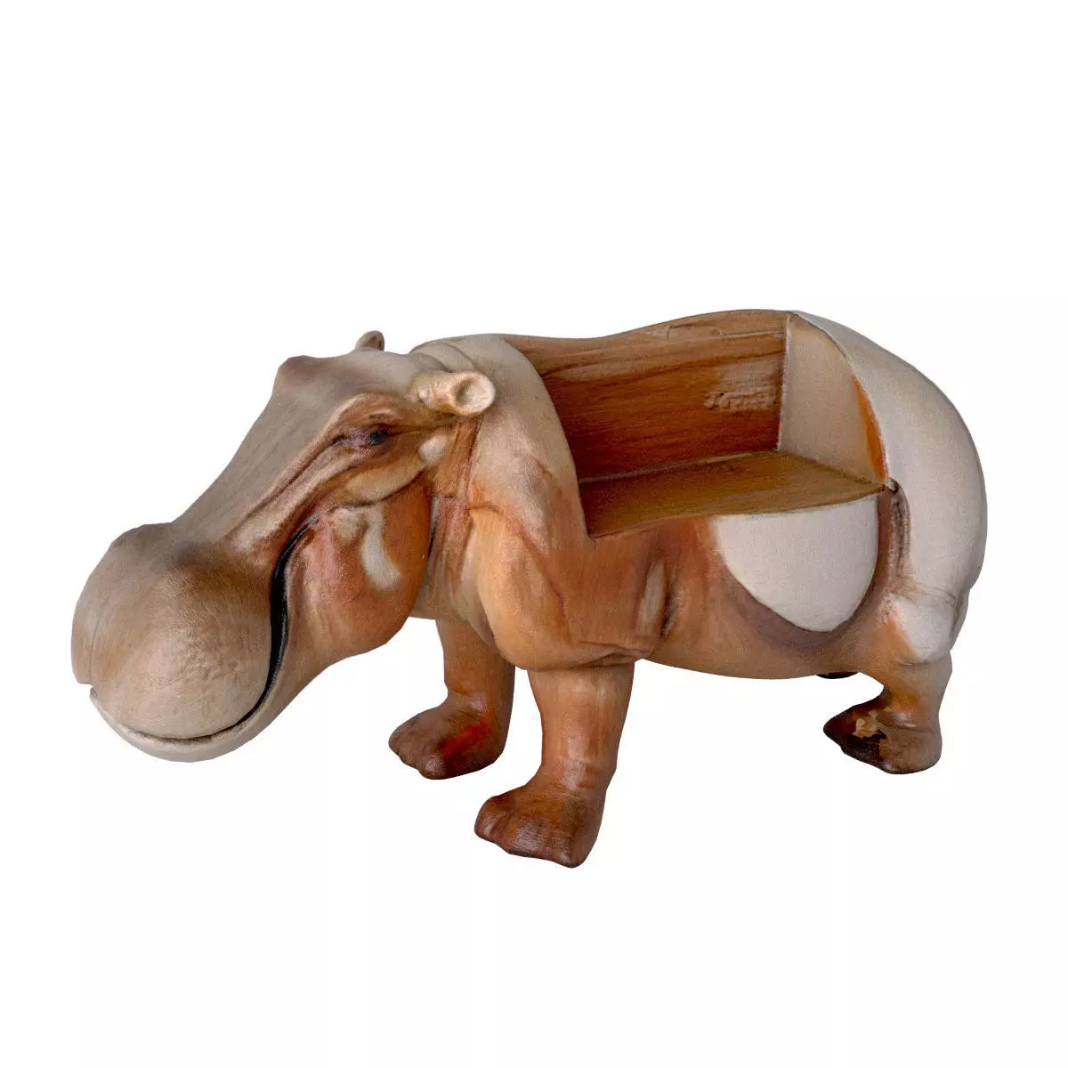 Wood Hippo Bench 3D model_0