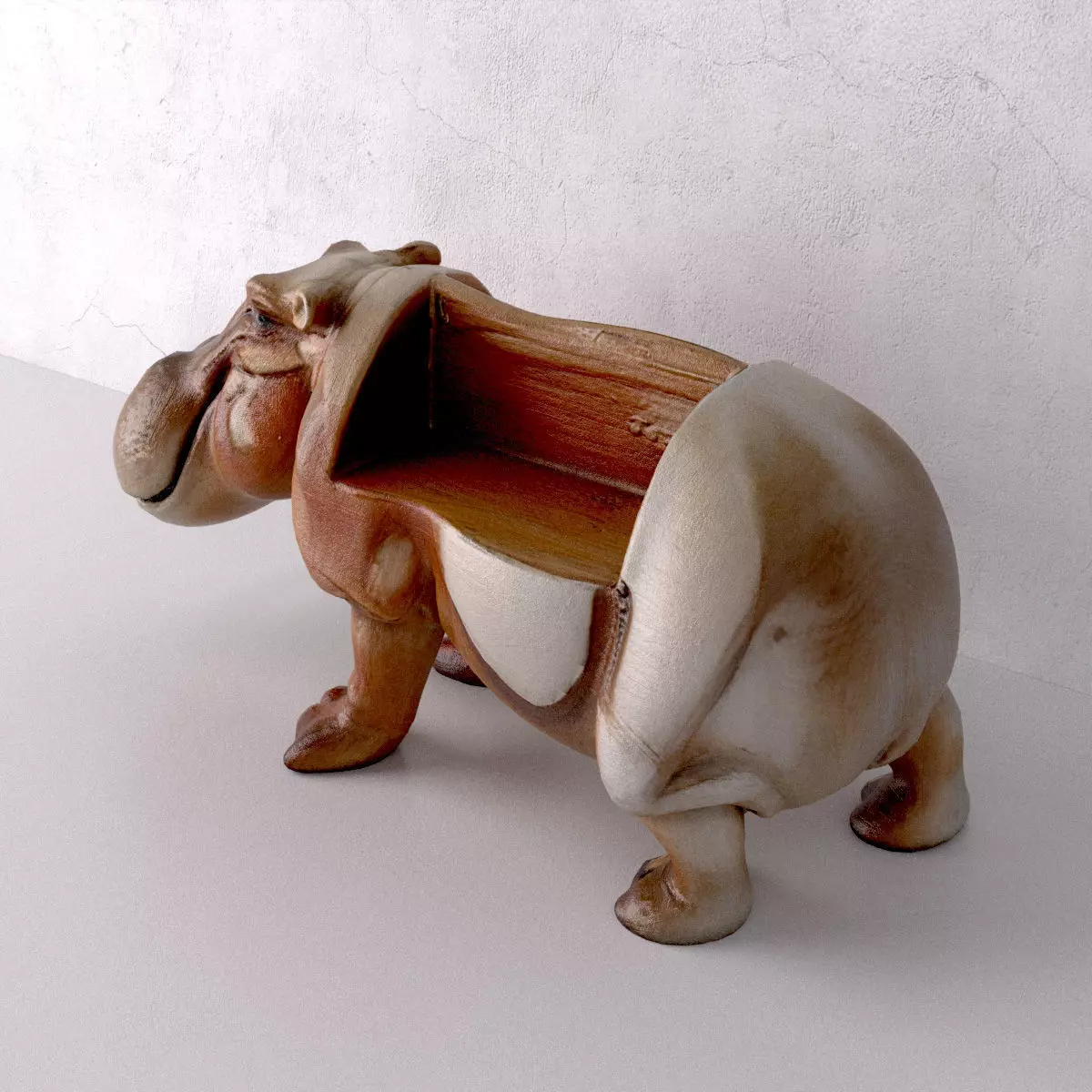Wood Hippo Bench 3D model_5