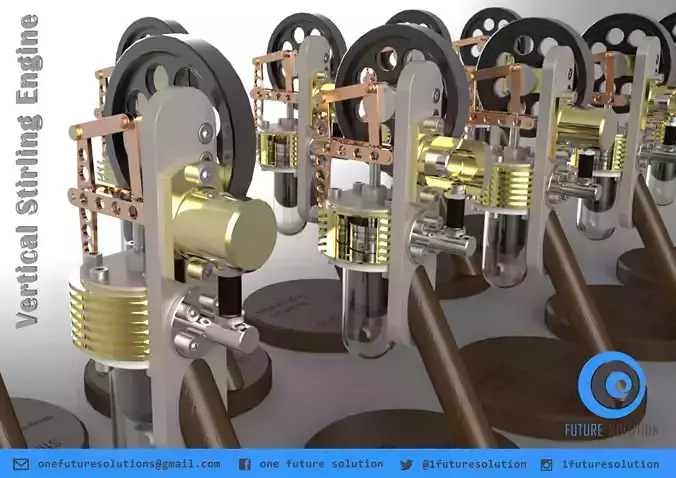 Vertical Stirling Engine Free 3D model