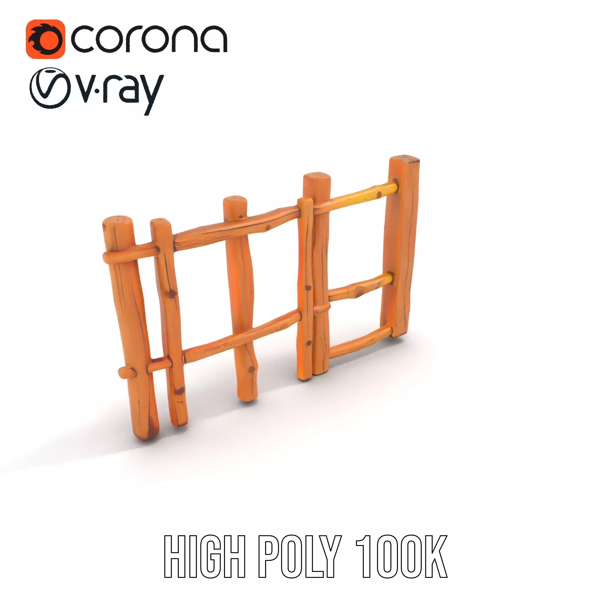 Natural Wood Fence model pack Low-poly 3D model_22