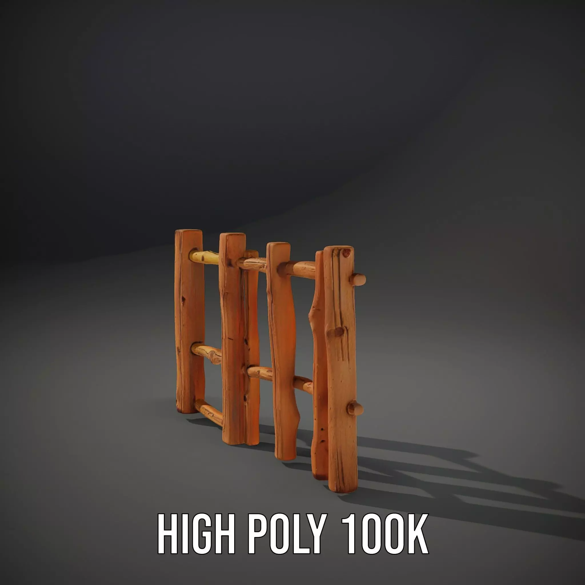 Natural Wood Fence model pack Low-poly 3D model_10