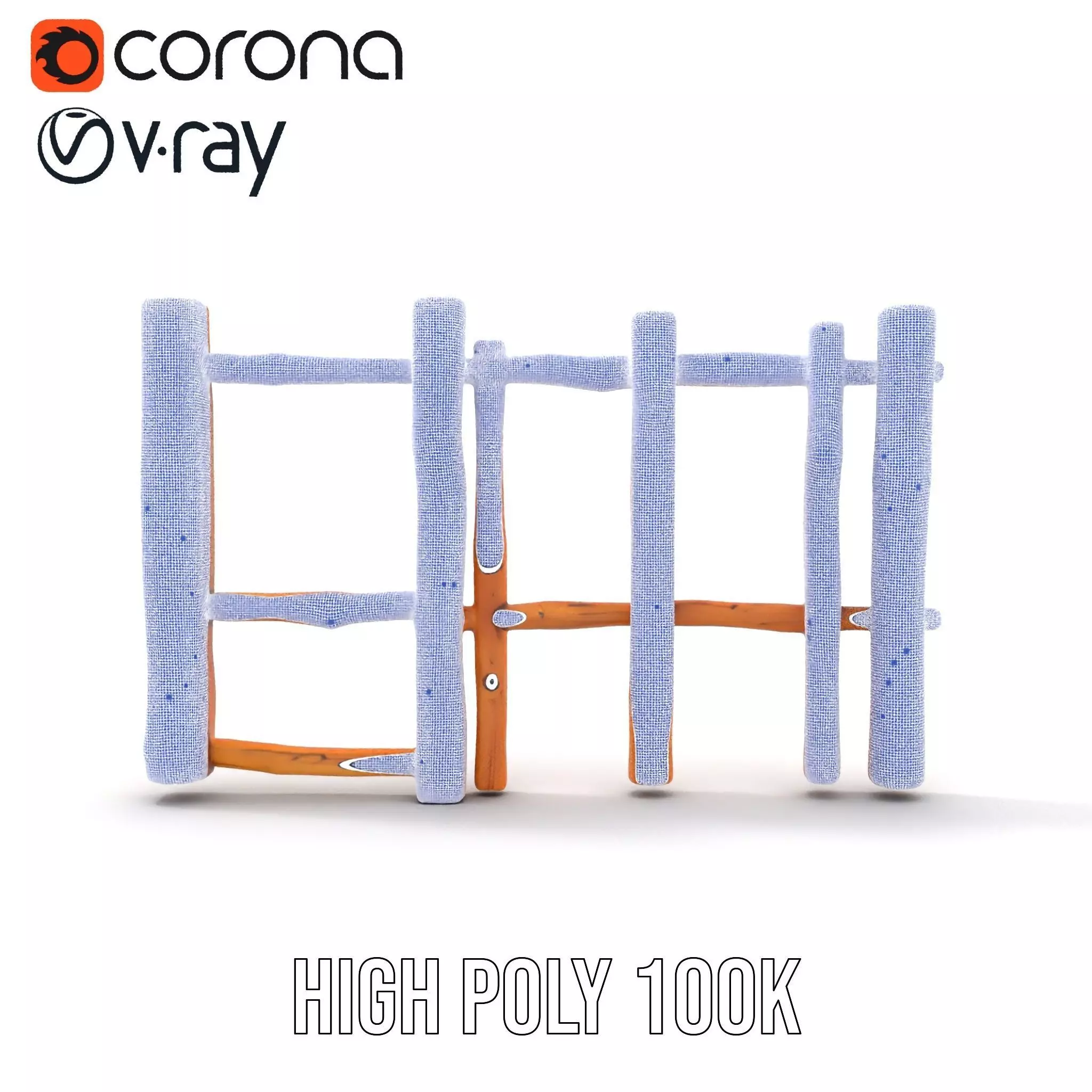 Natural Wood Fence model pack Low-poly 3D model_31