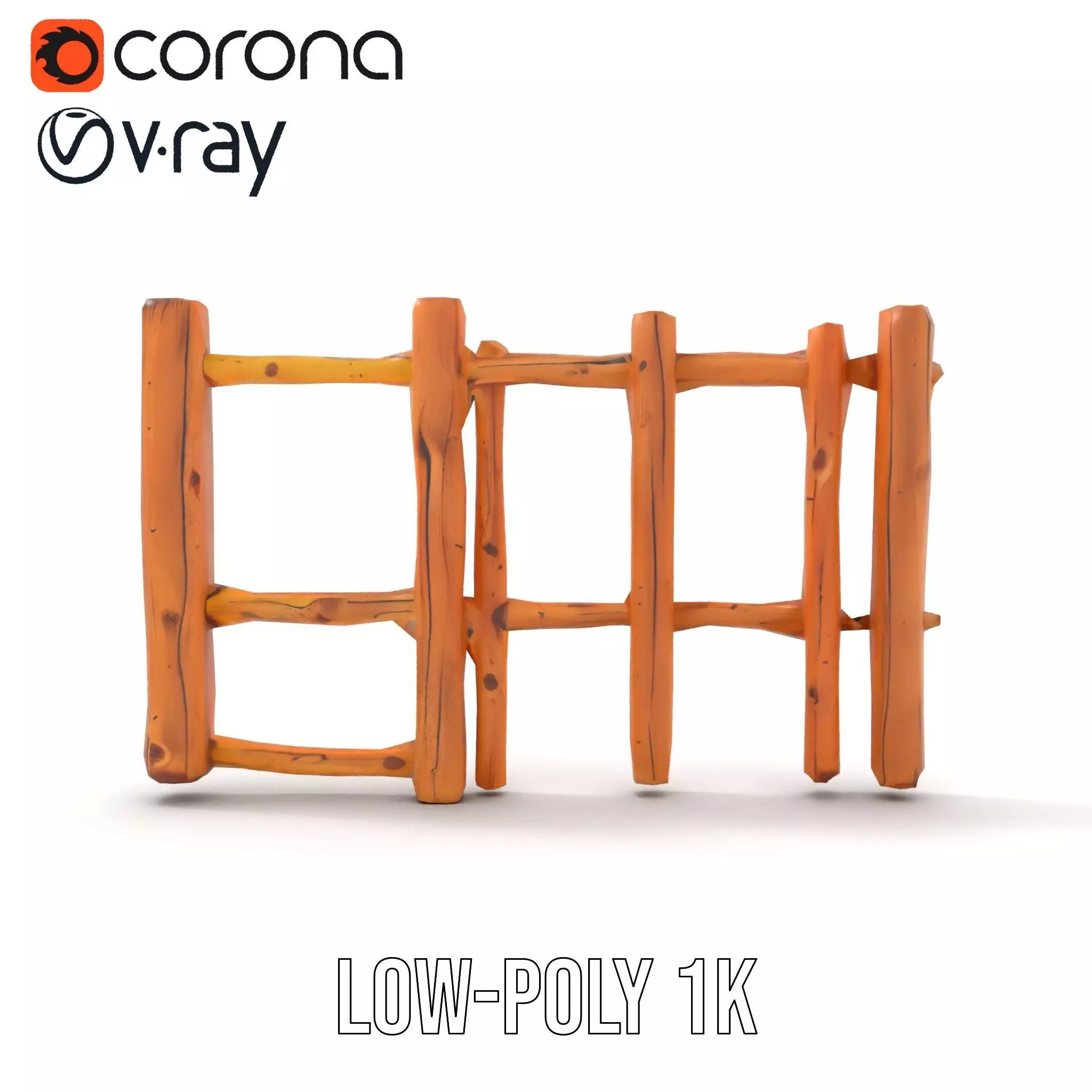 Natural Wood Fence model pack Low-poly 3D model_7