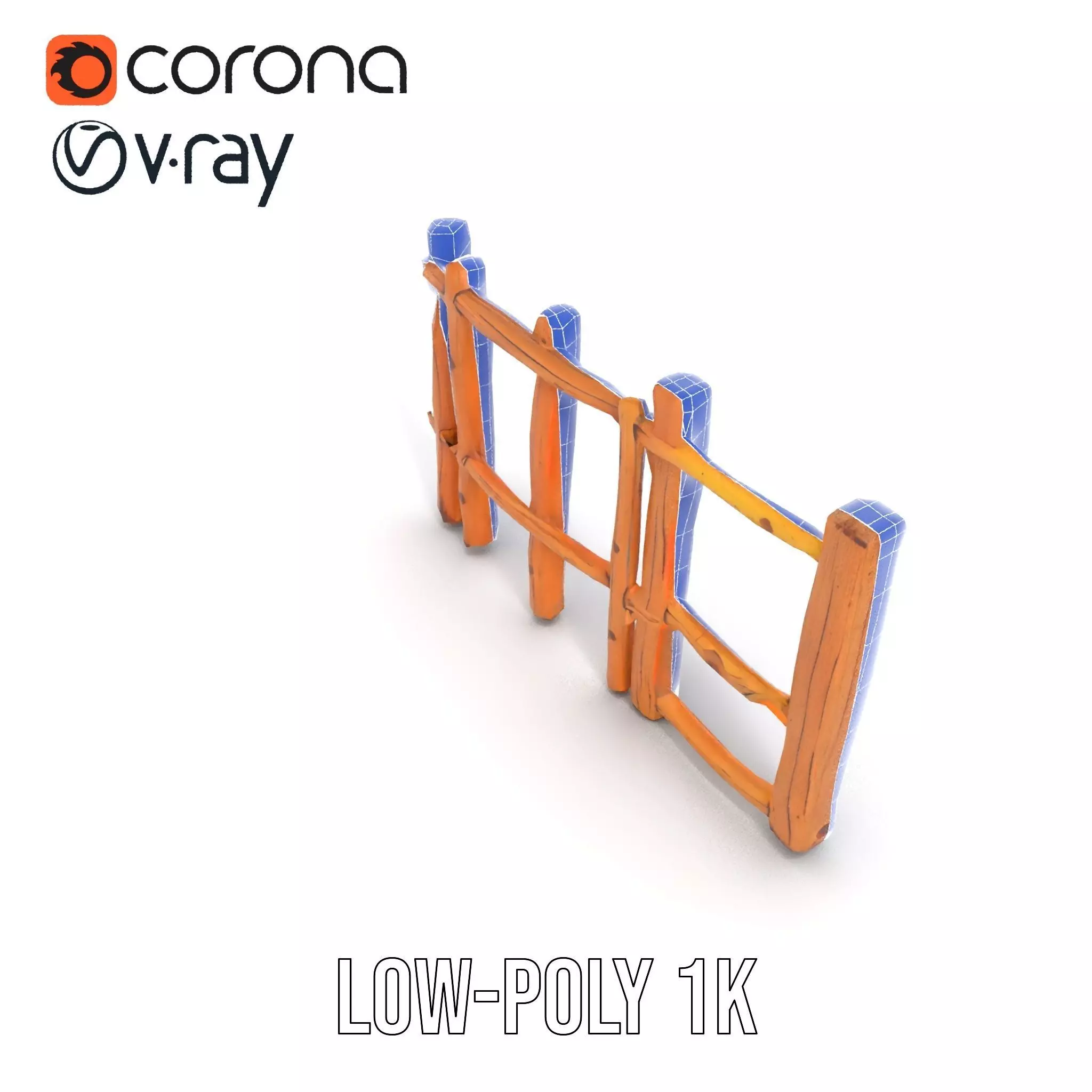 Natural Wood Fence model pack Low-poly 3D model_27