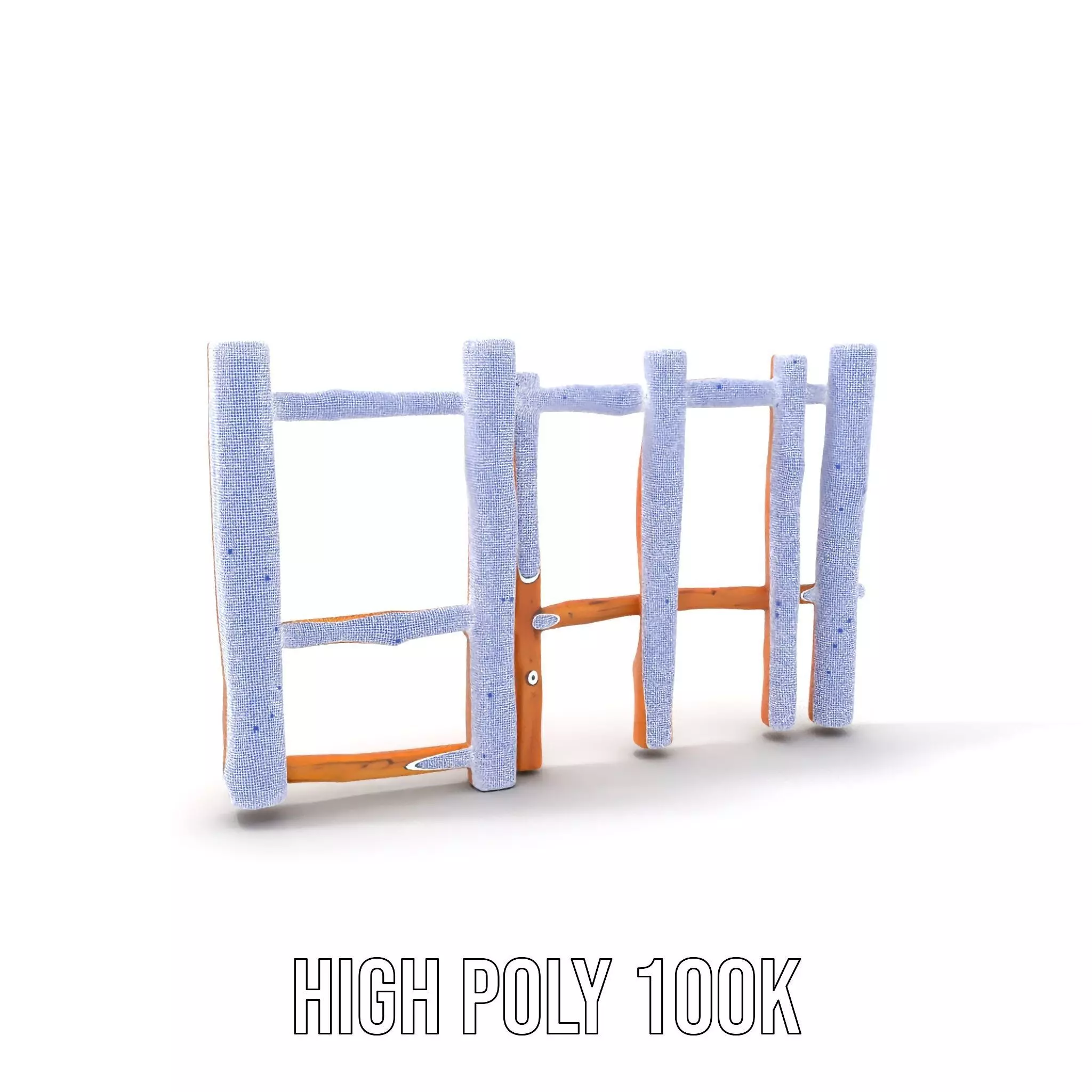 Natural Wood Fence model pack Low-poly 3D model_4