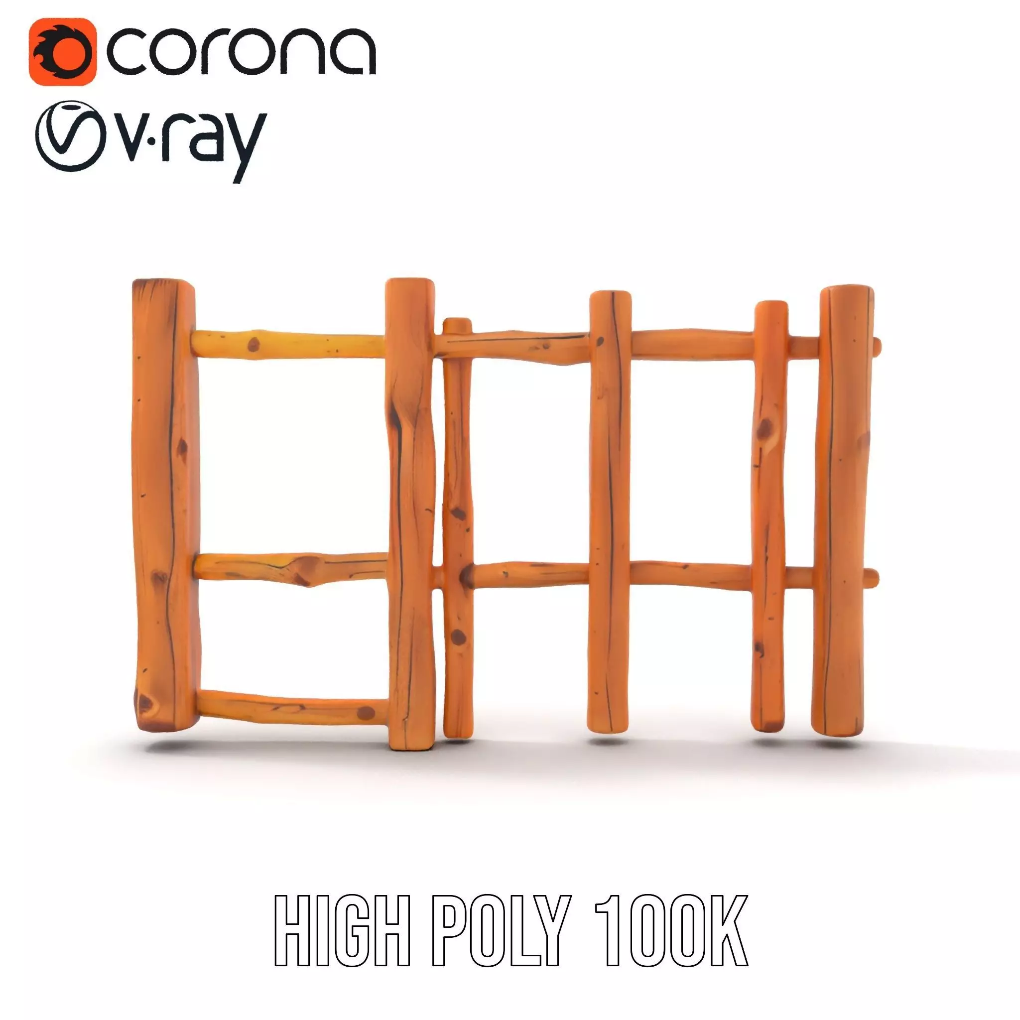 Natural Wood Fence model pack Low-poly 3D model_32