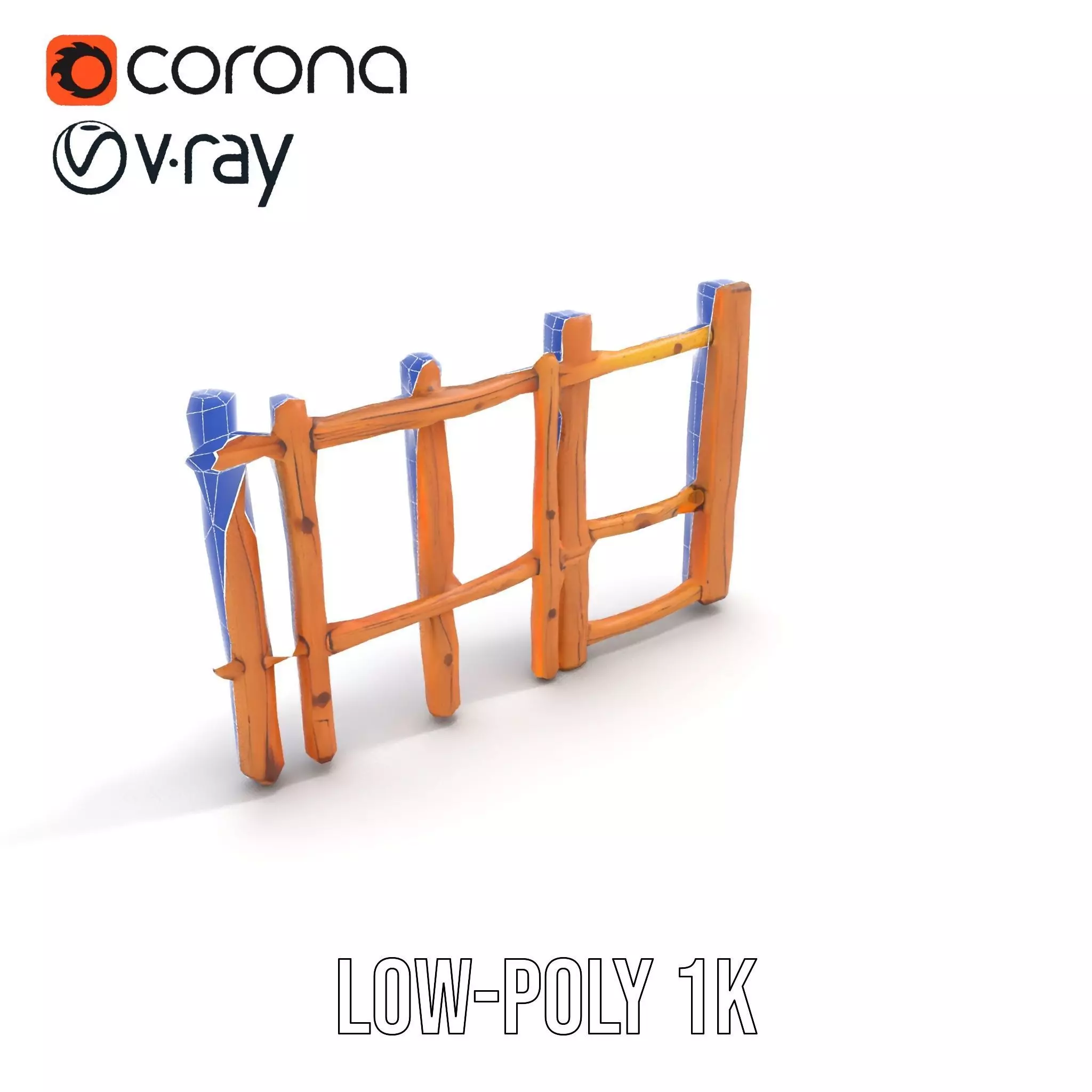 Natural Wood Fence model pack Low-poly 3D model_24