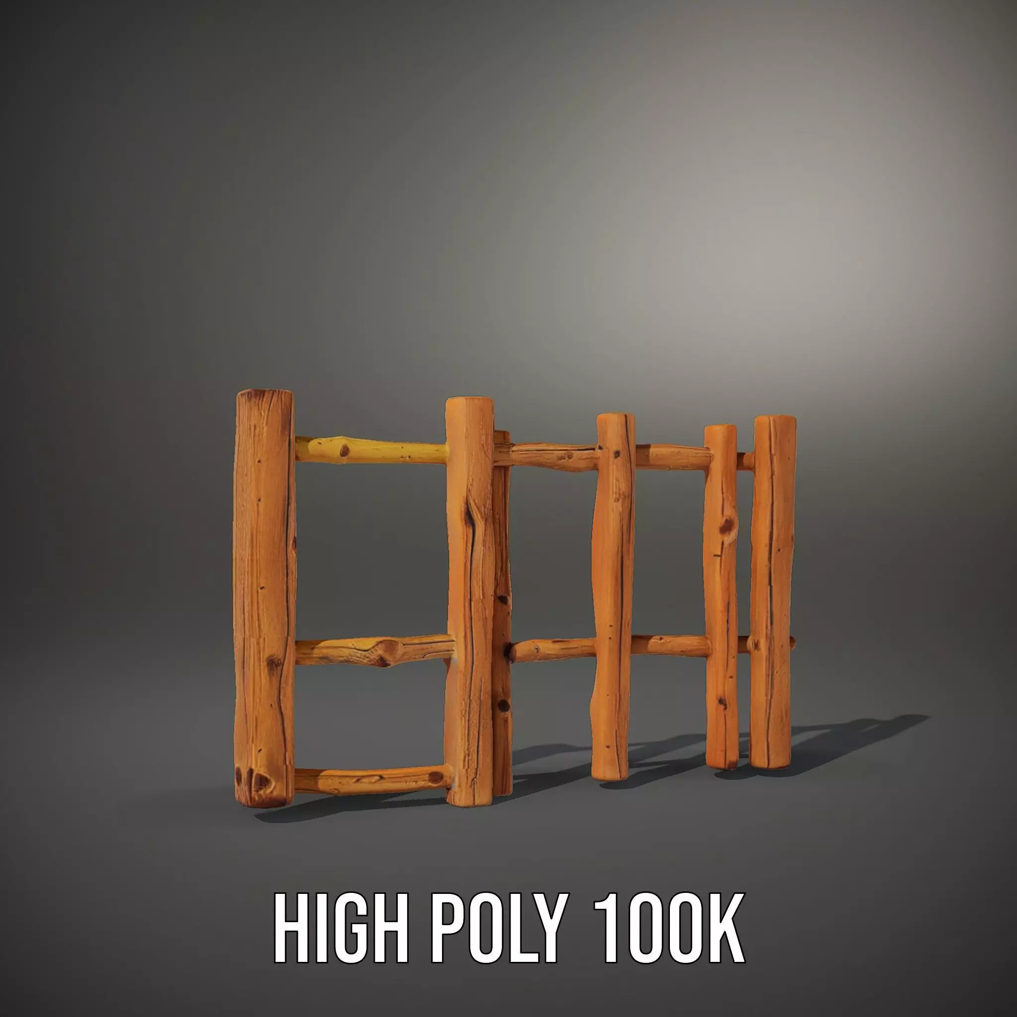 Natural Wood Fence model pack Low-poly 3D model_8