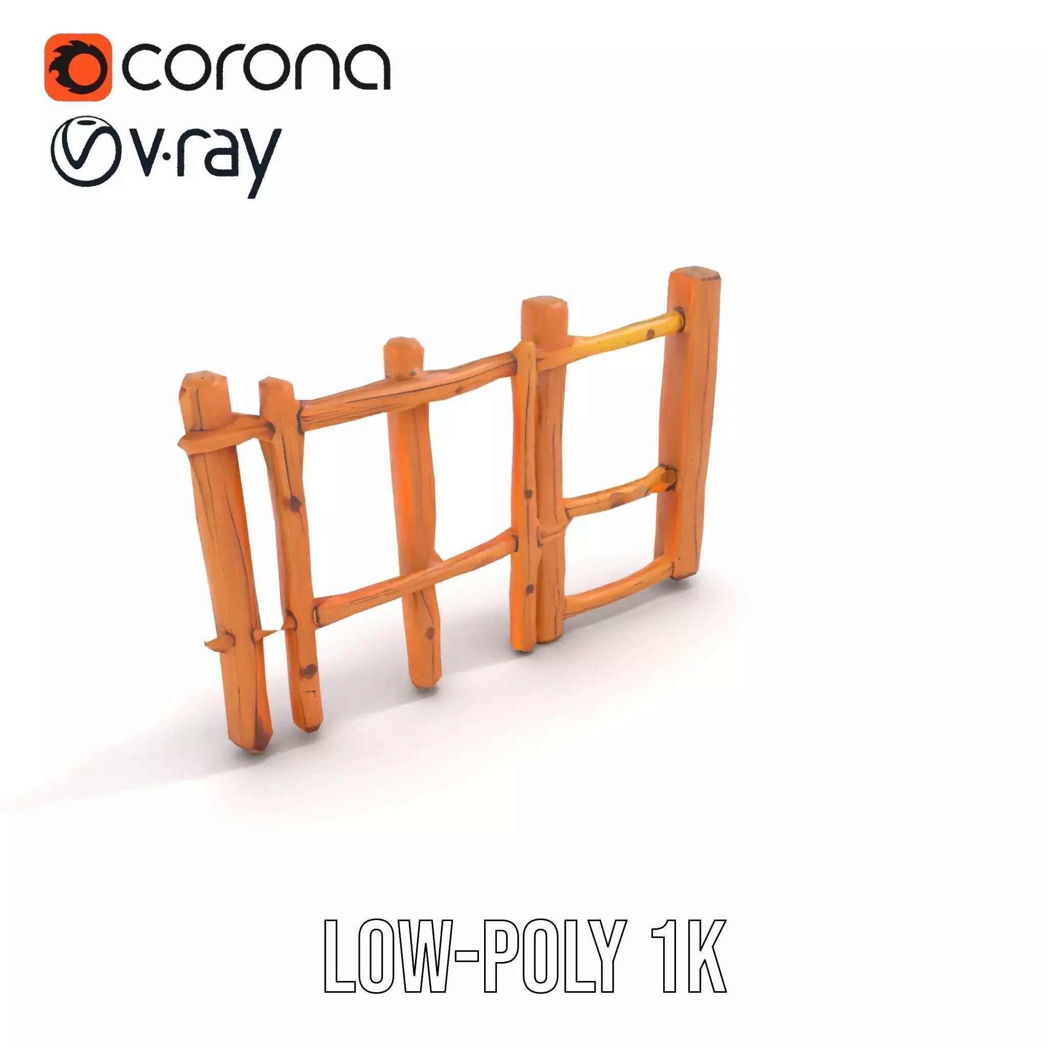 Natural Wood Fence model pack Low-poly 3D model_17
