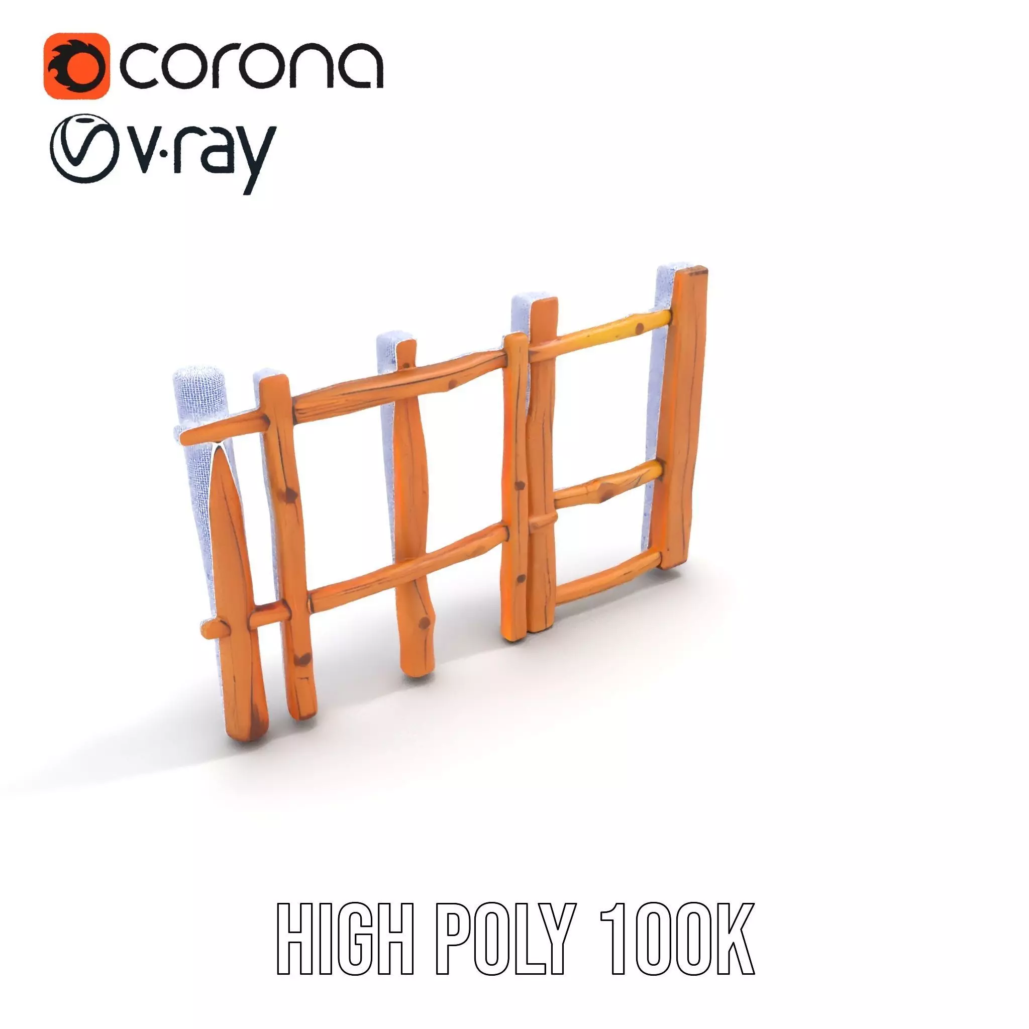 Natural Wood Fence model pack Low-poly 3D model_25