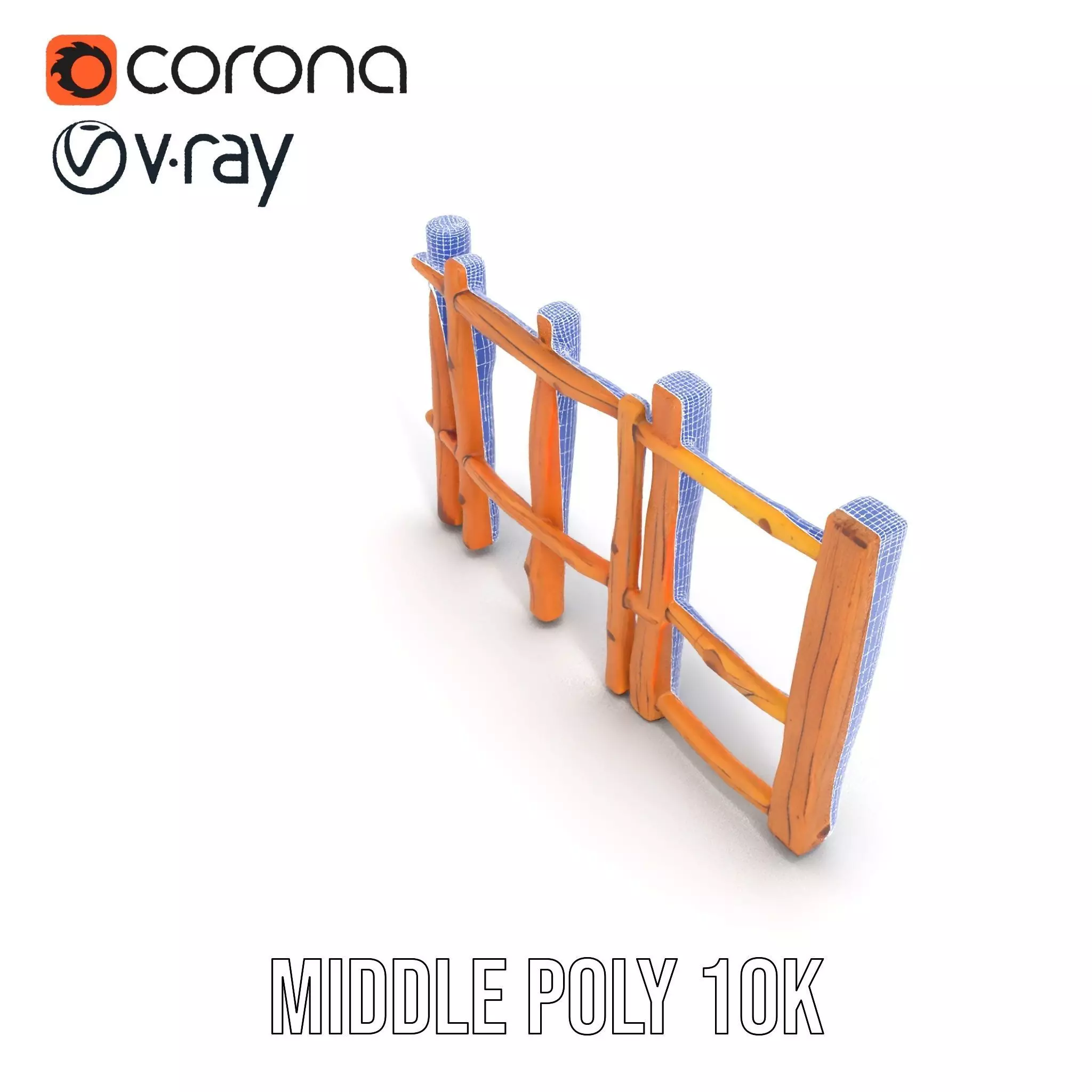 Natural Wood Fence model pack Low-poly 3D model_26