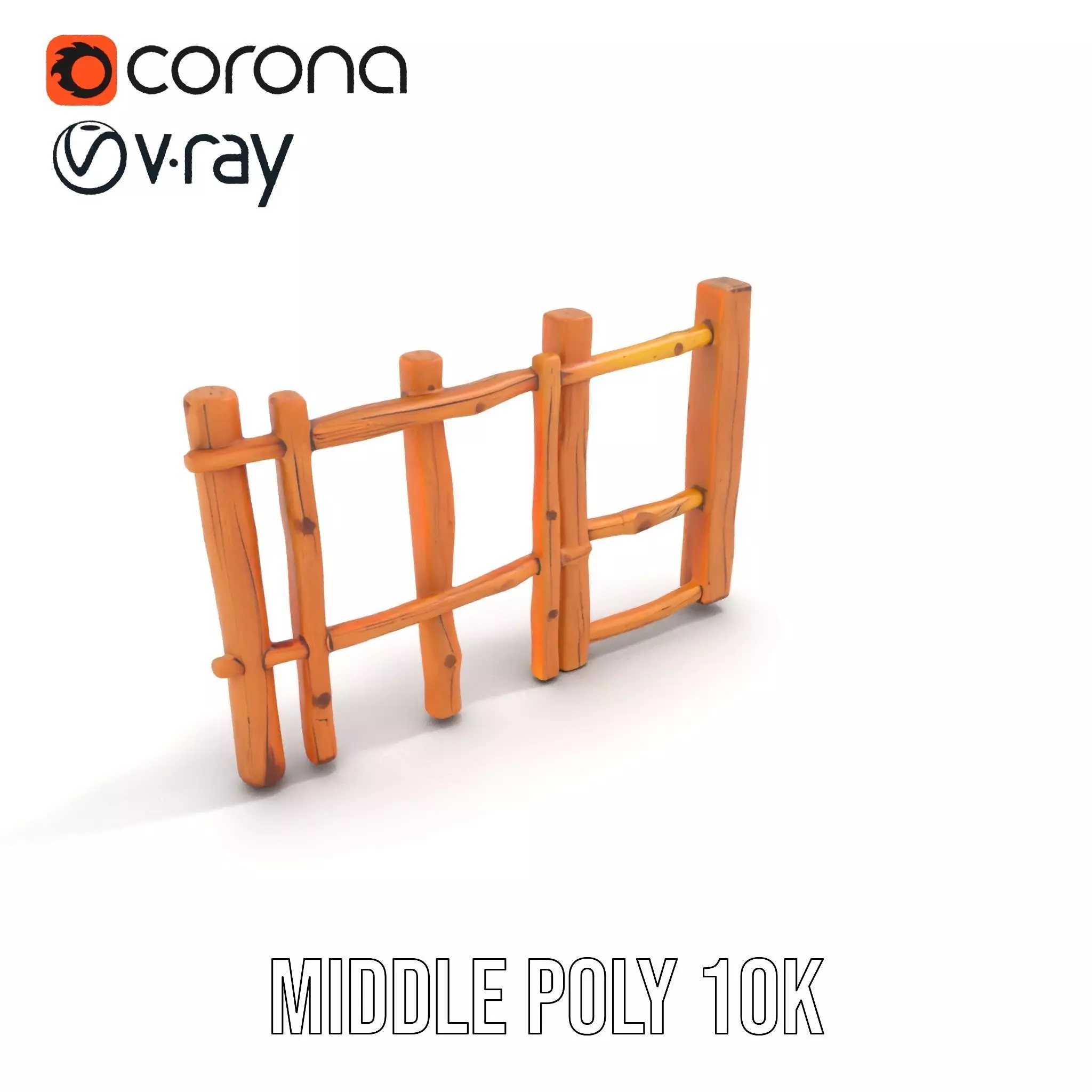 Natural Wood Fence model pack Low-poly 3D model_13
