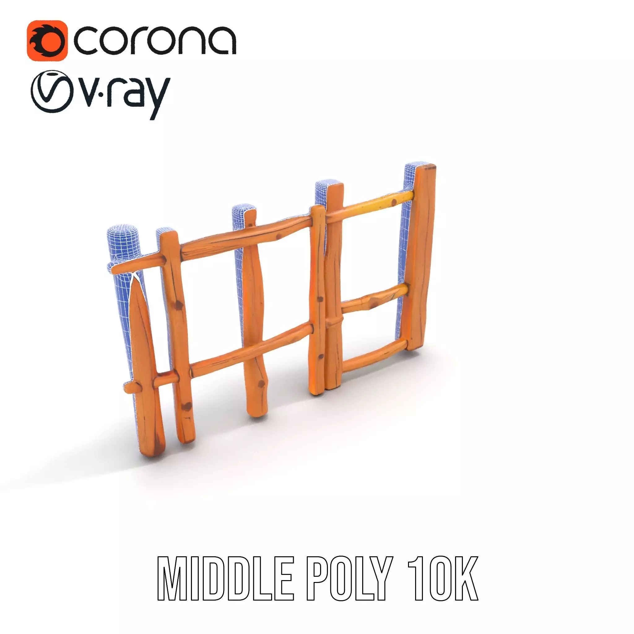 Natural Wood Fence model pack Low-poly 3D model_16