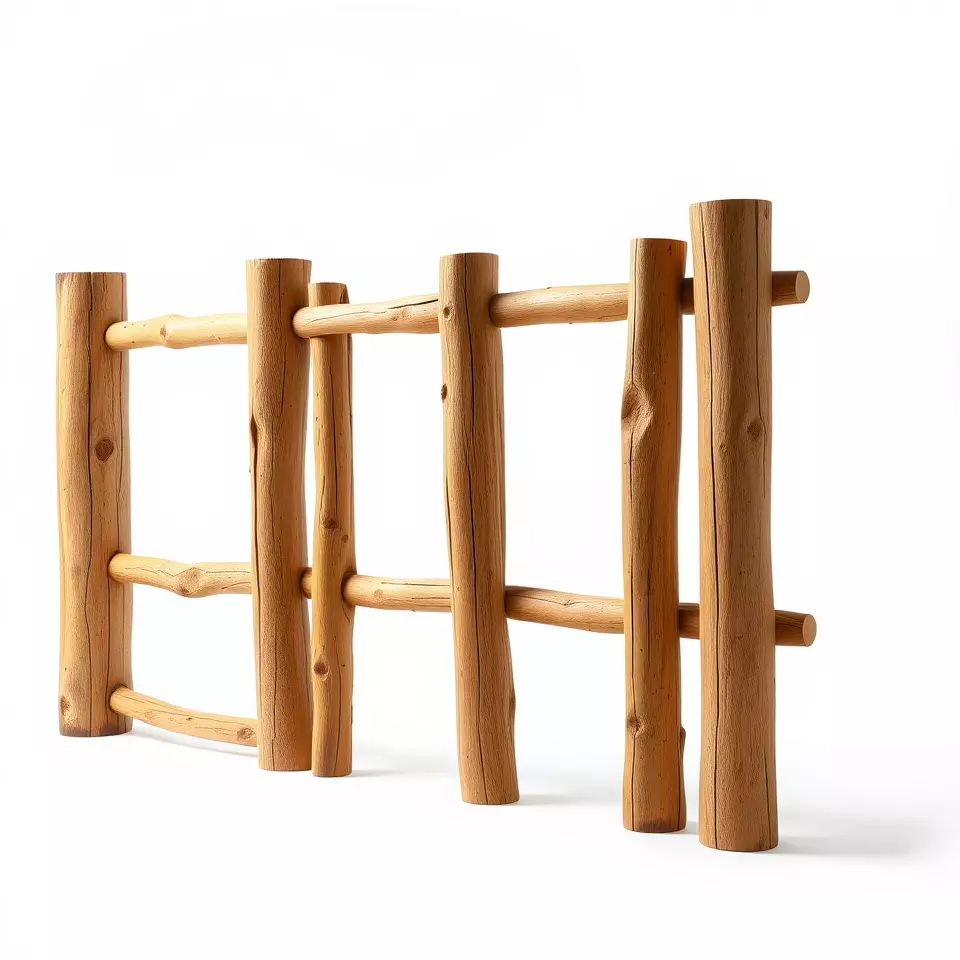 Natural Wood Fence model pack Low-poly 3D model_2