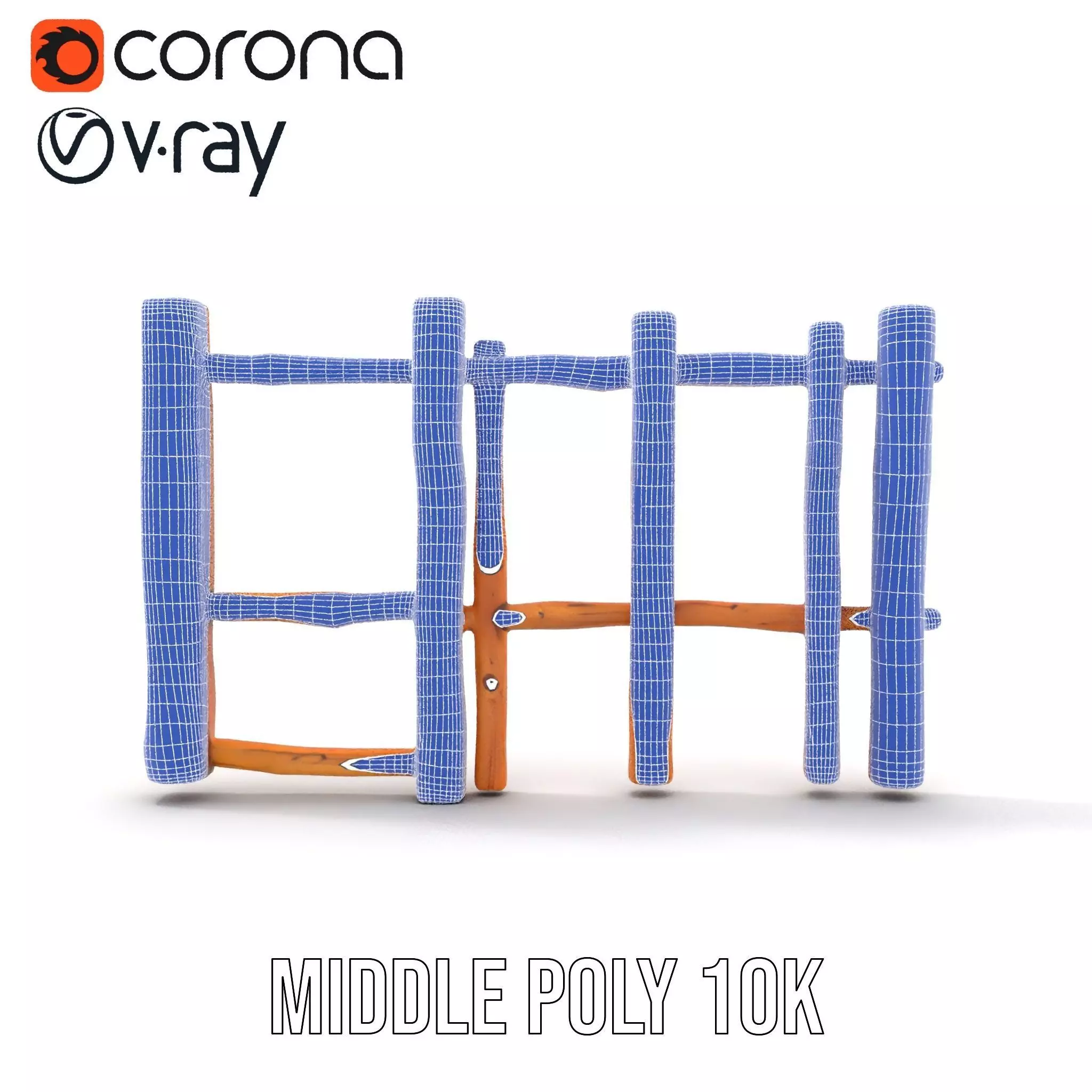 Natural Wood Fence model pack Low-poly 3D model_20