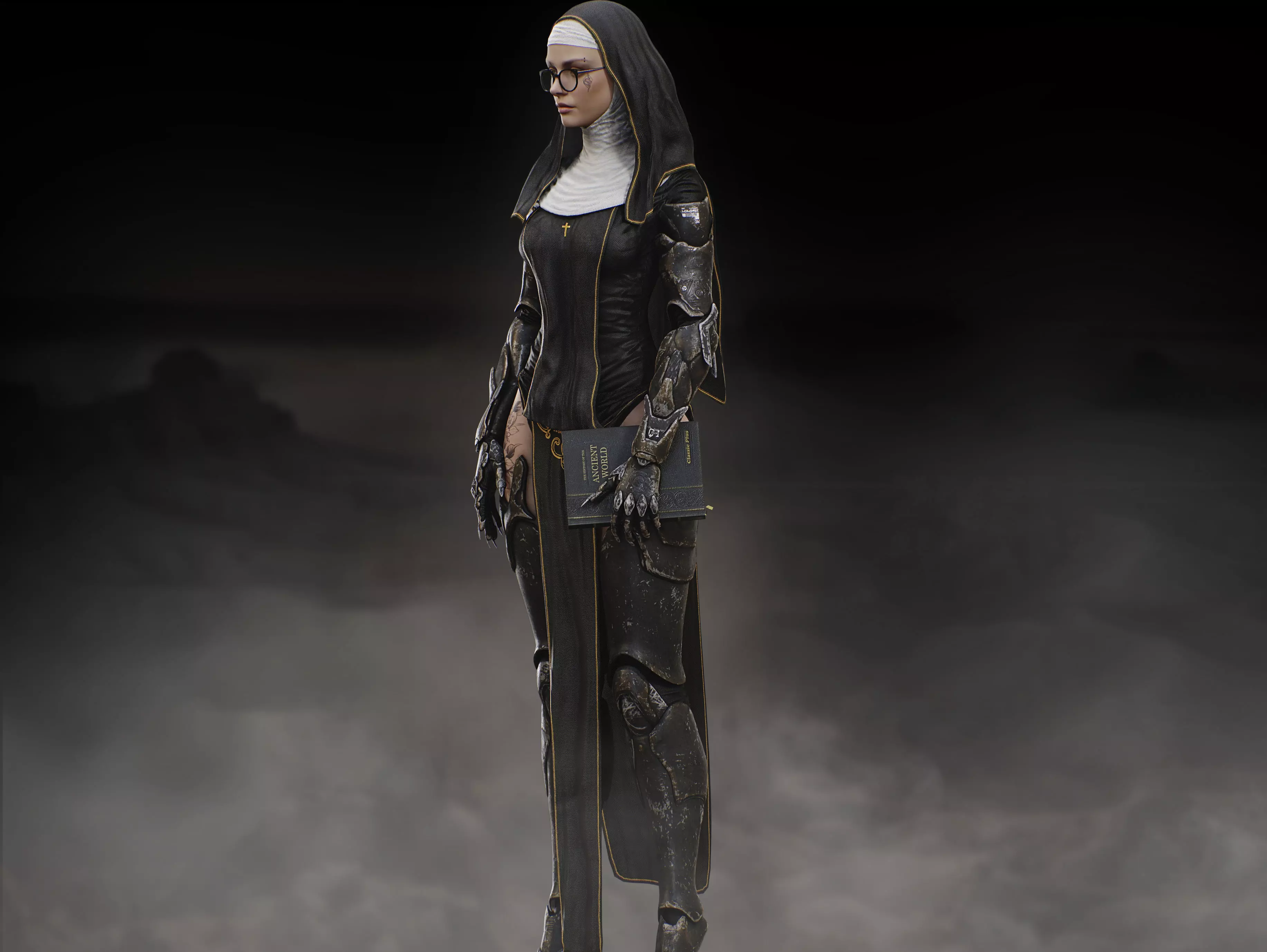 Sci Fi Nun Low-poly 3D model_9