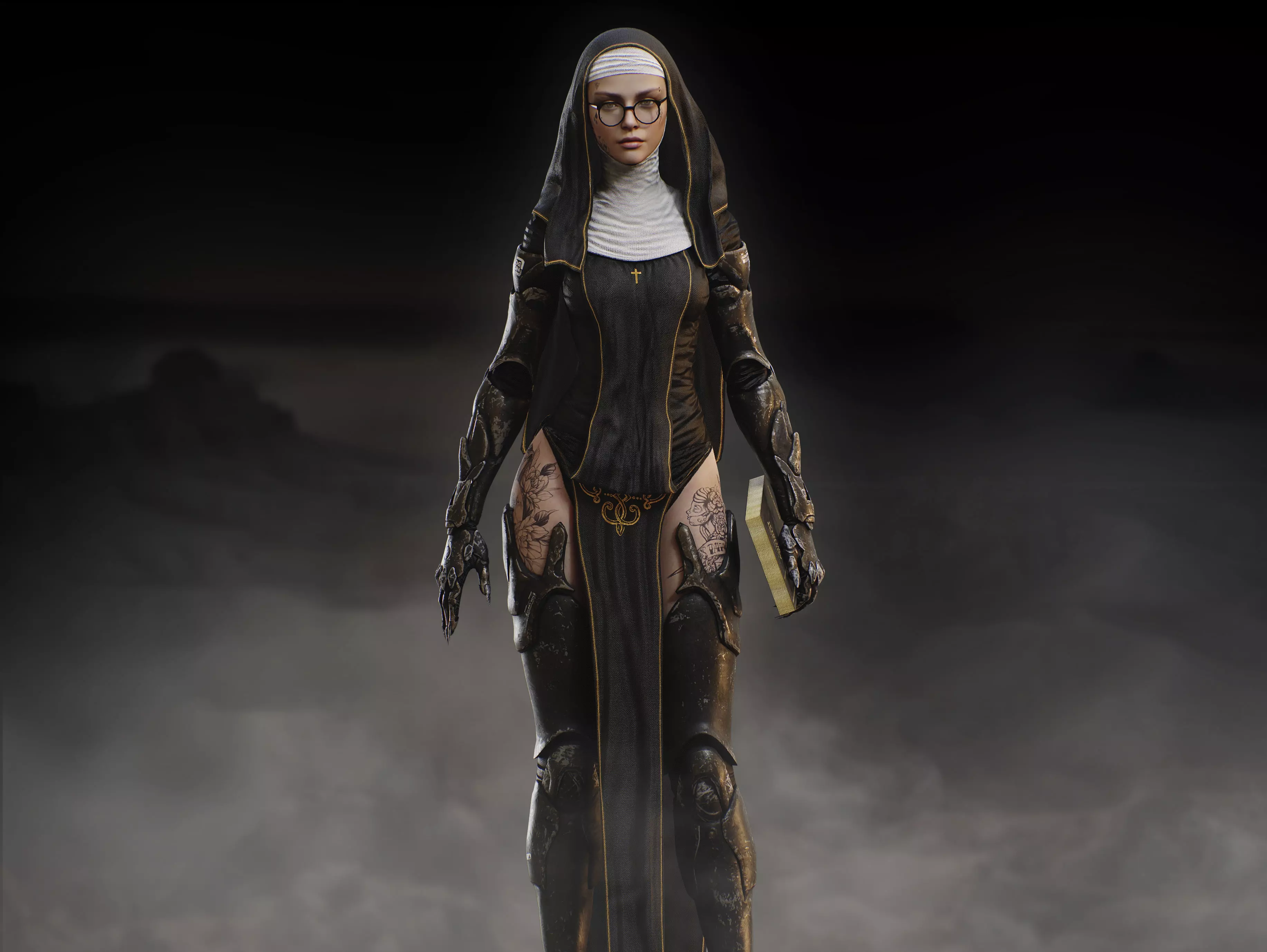 Sci Fi Nun Low-poly 3D model_3