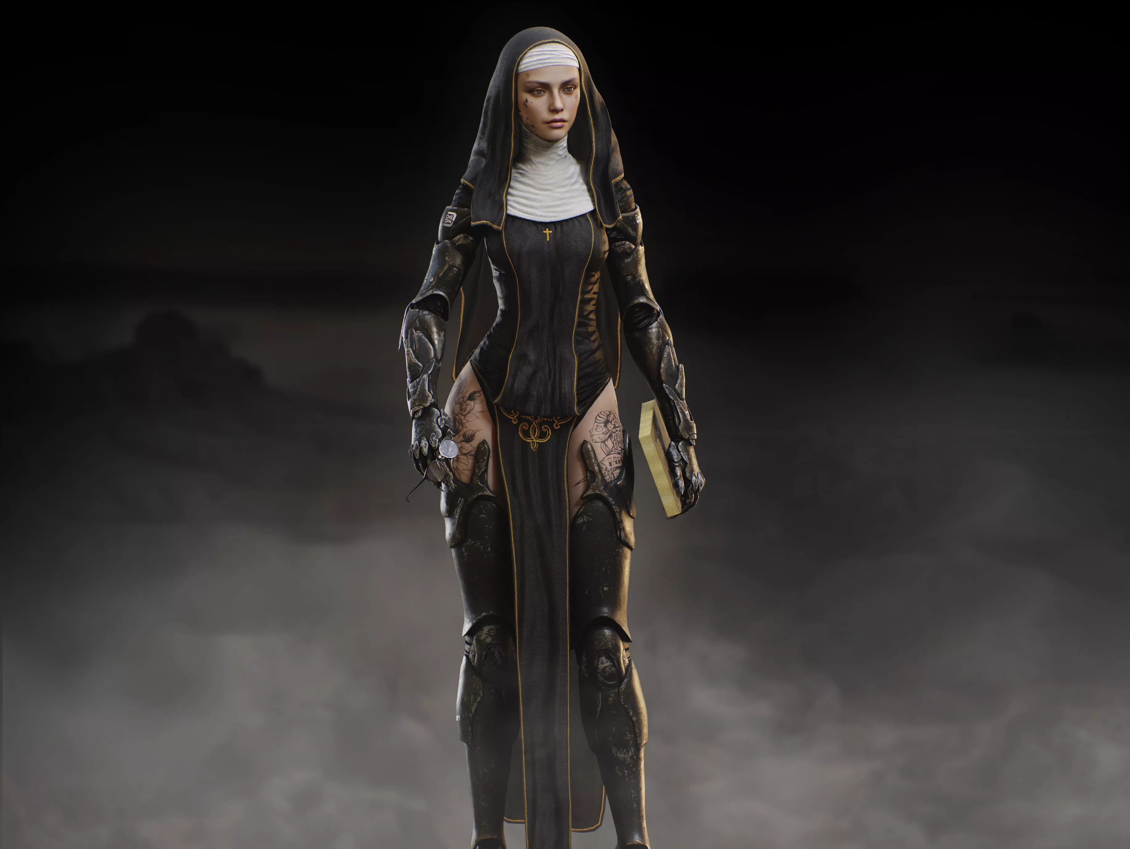 Sci Fi Nun Low-poly 3D model_14