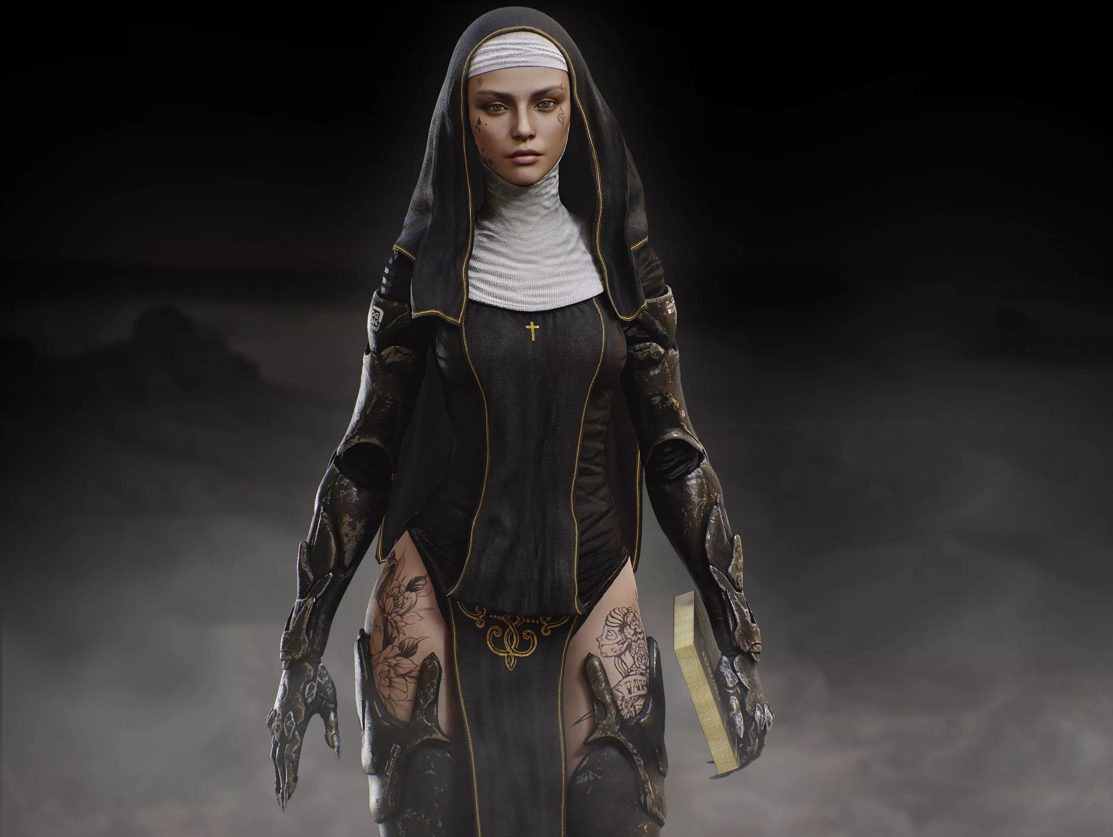 Sci Fi Nun Low-poly 3D model_8