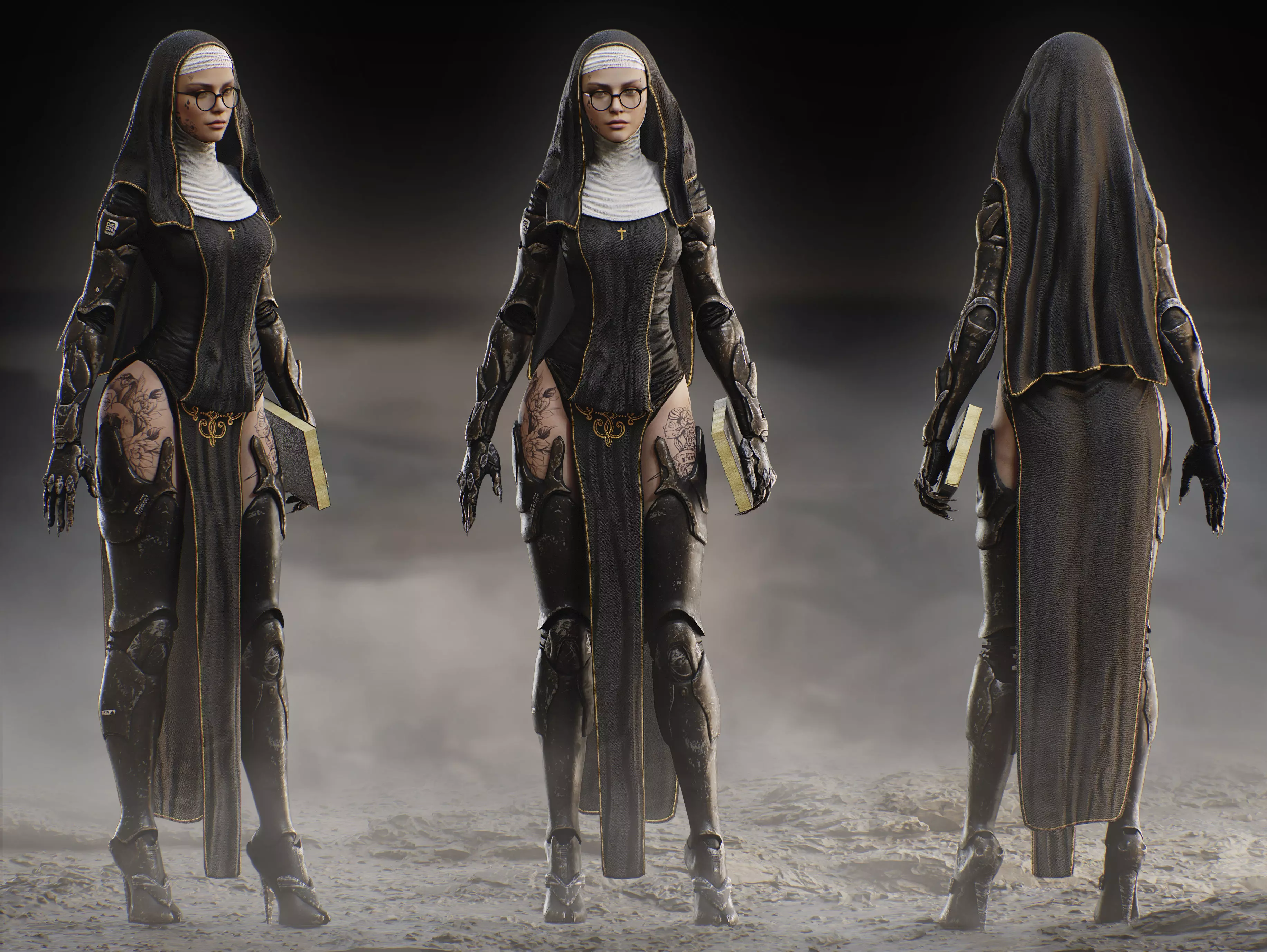 Sci Fi Nun Low-poly 3D model_0