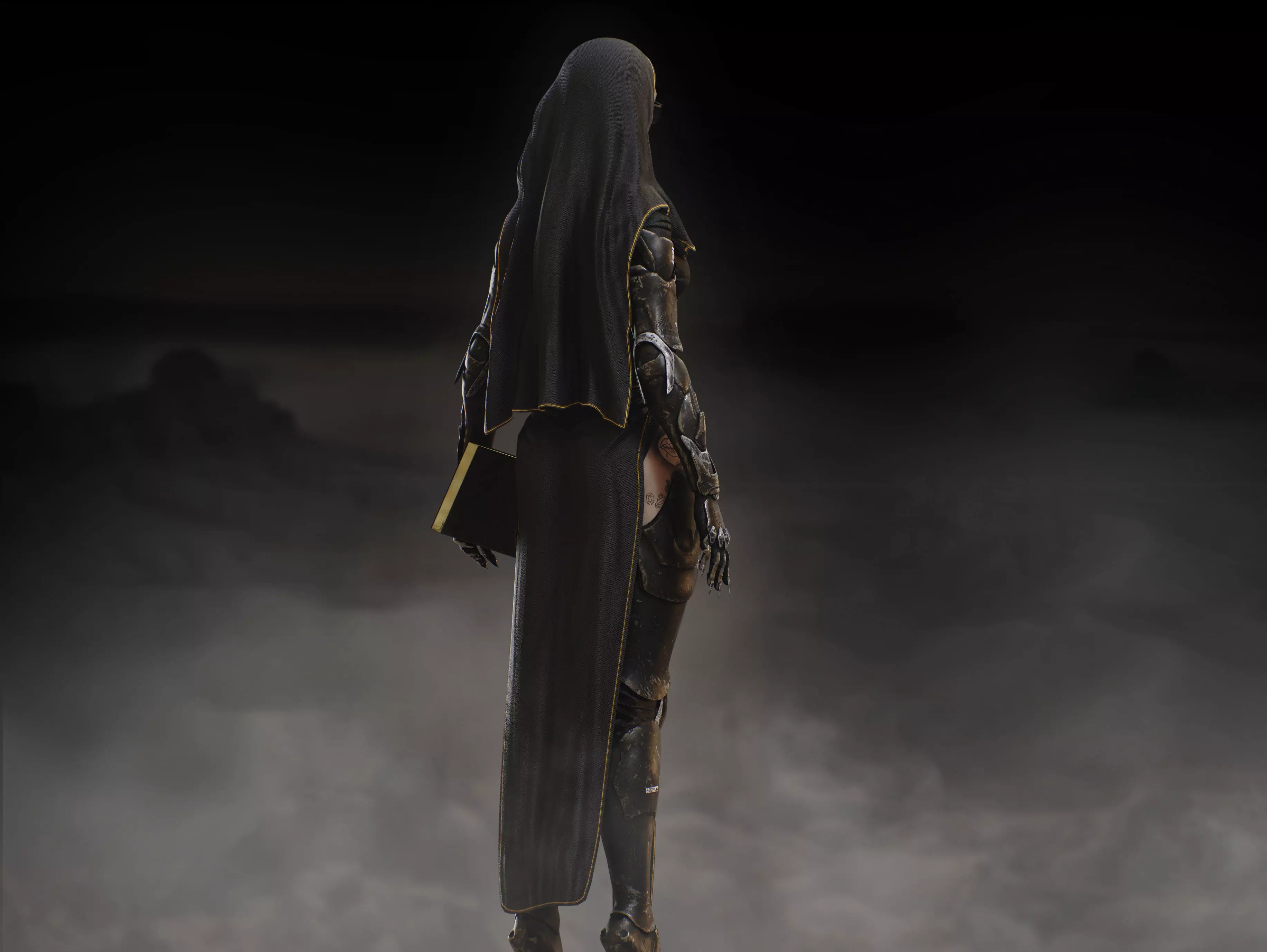 Sci Fi Nun Low-poly 3D model_10