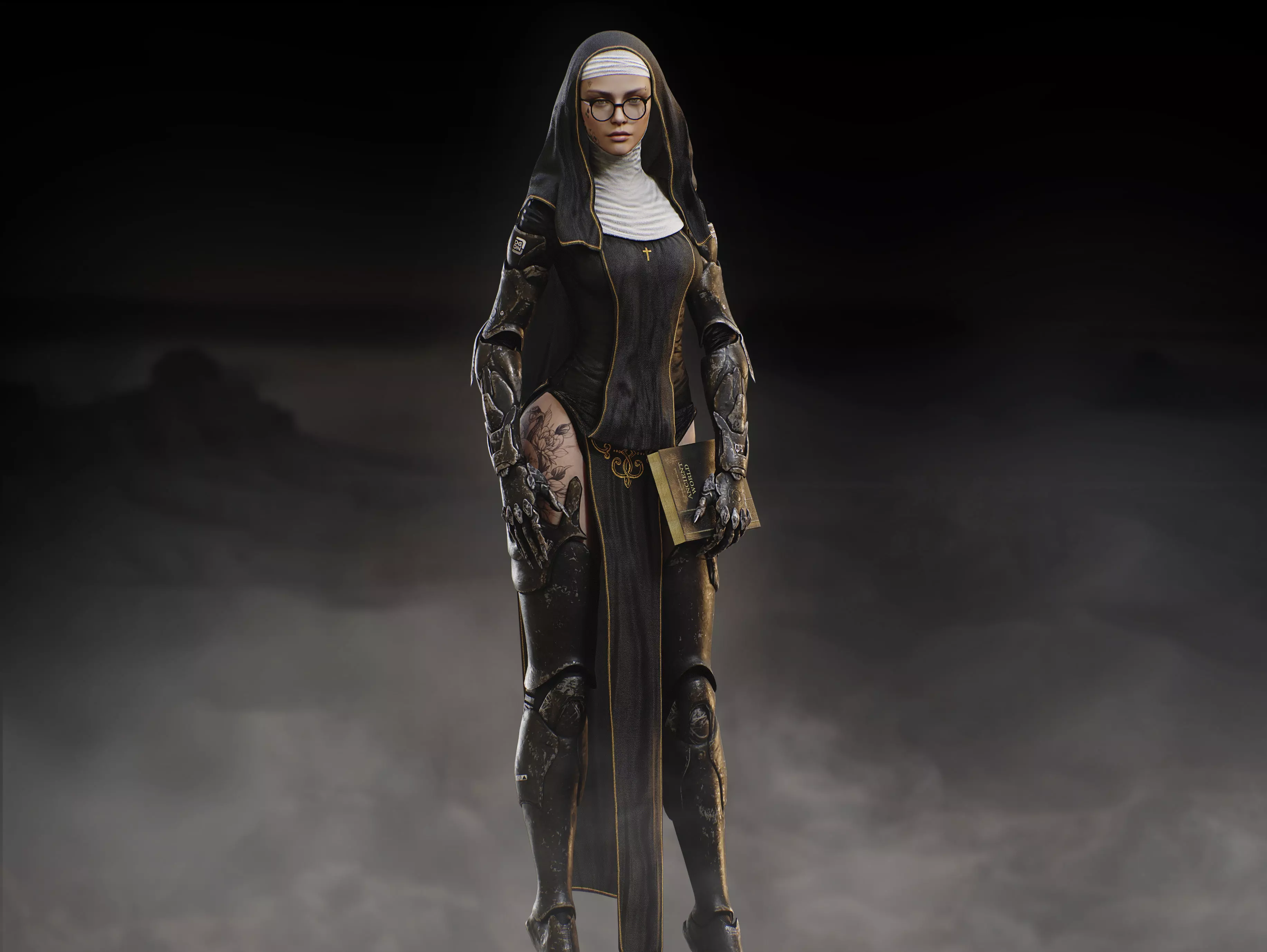 Sci Fi Nun Low-poly 3D model_4