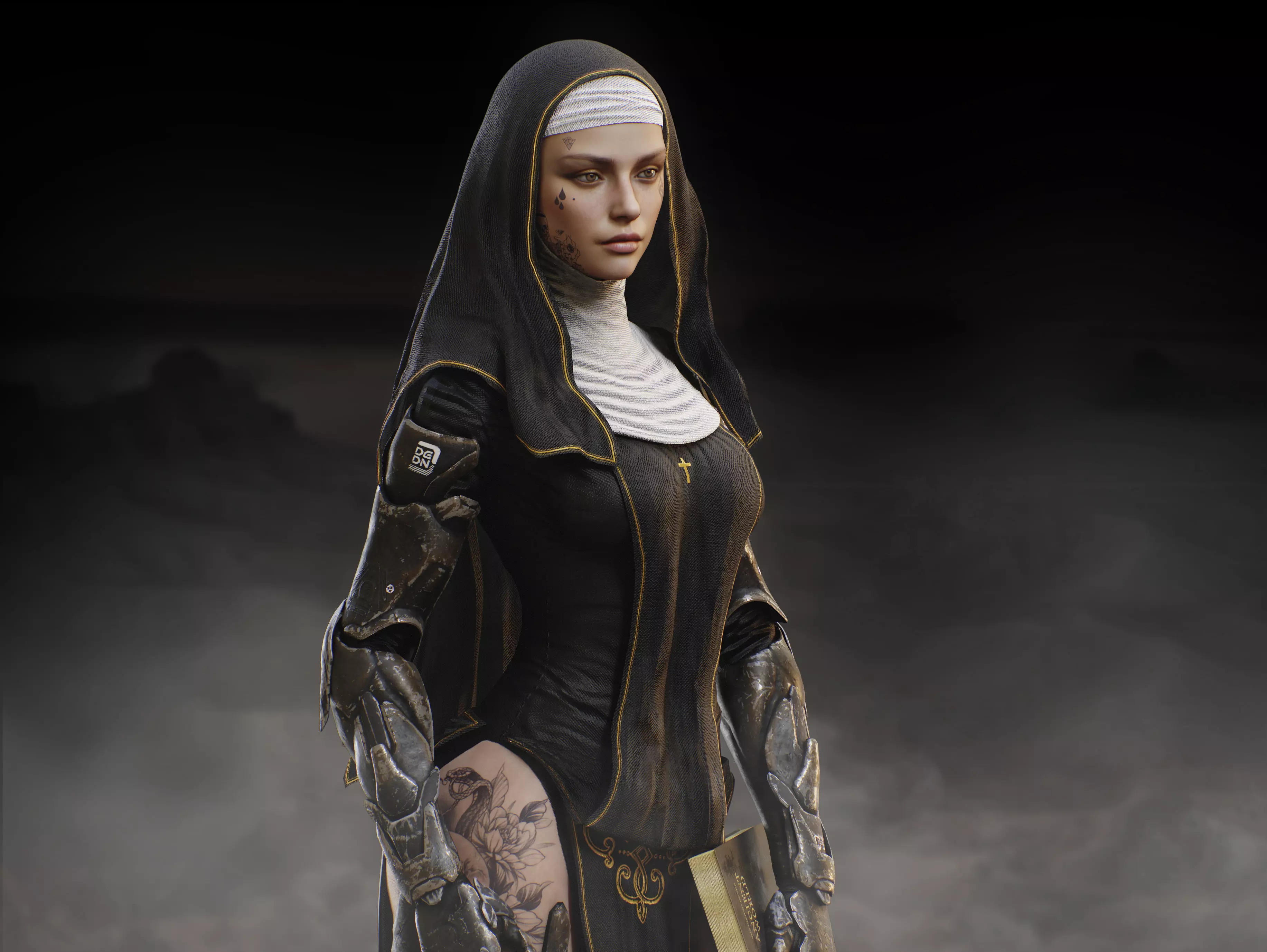 Sci Fi Nun Low-poly 3D model_15