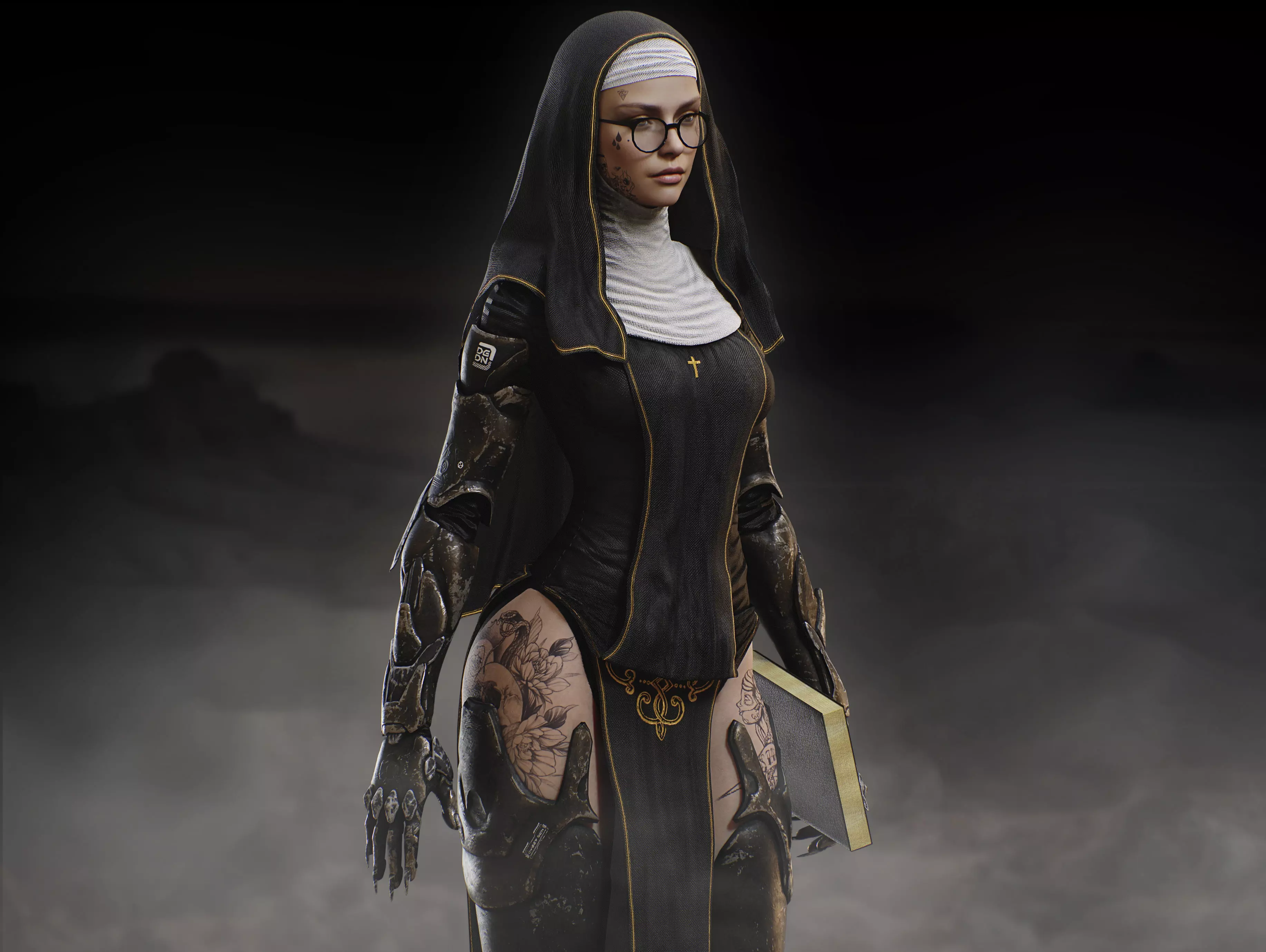 Sci Fi Nun Low-poly 3D model_5