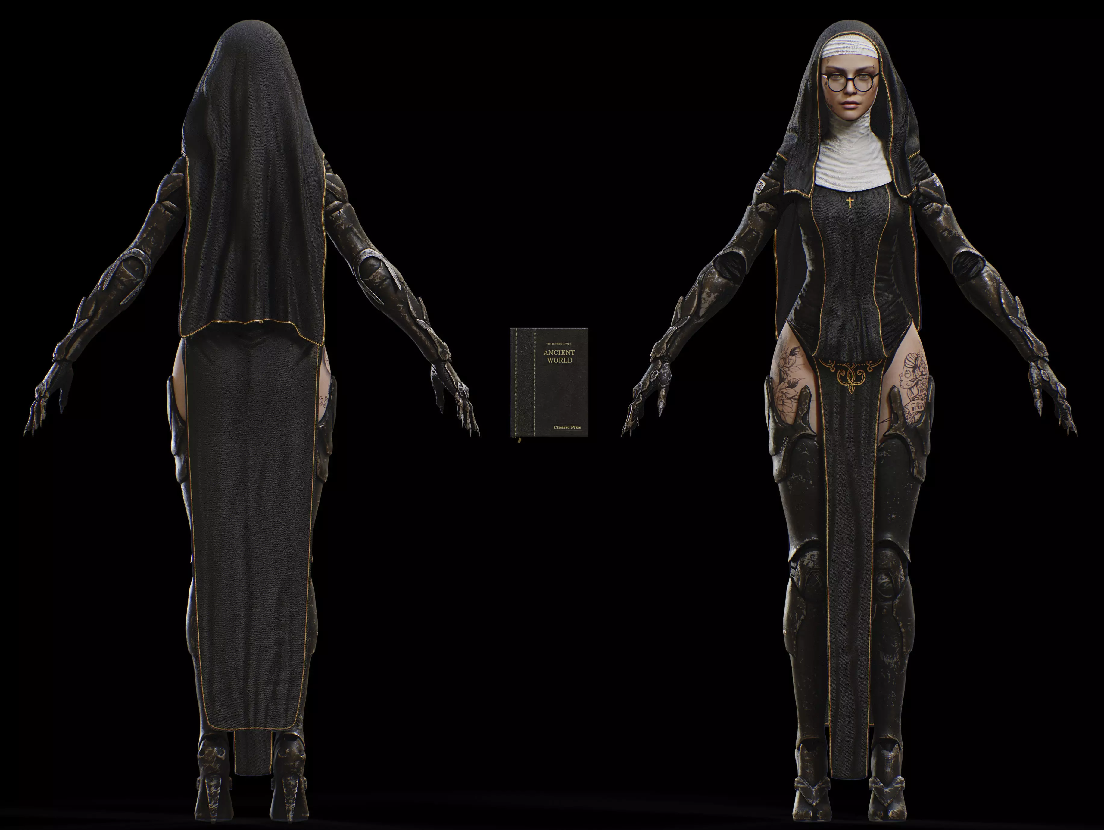 Sci Fi Nun Low-poly 3D model_16