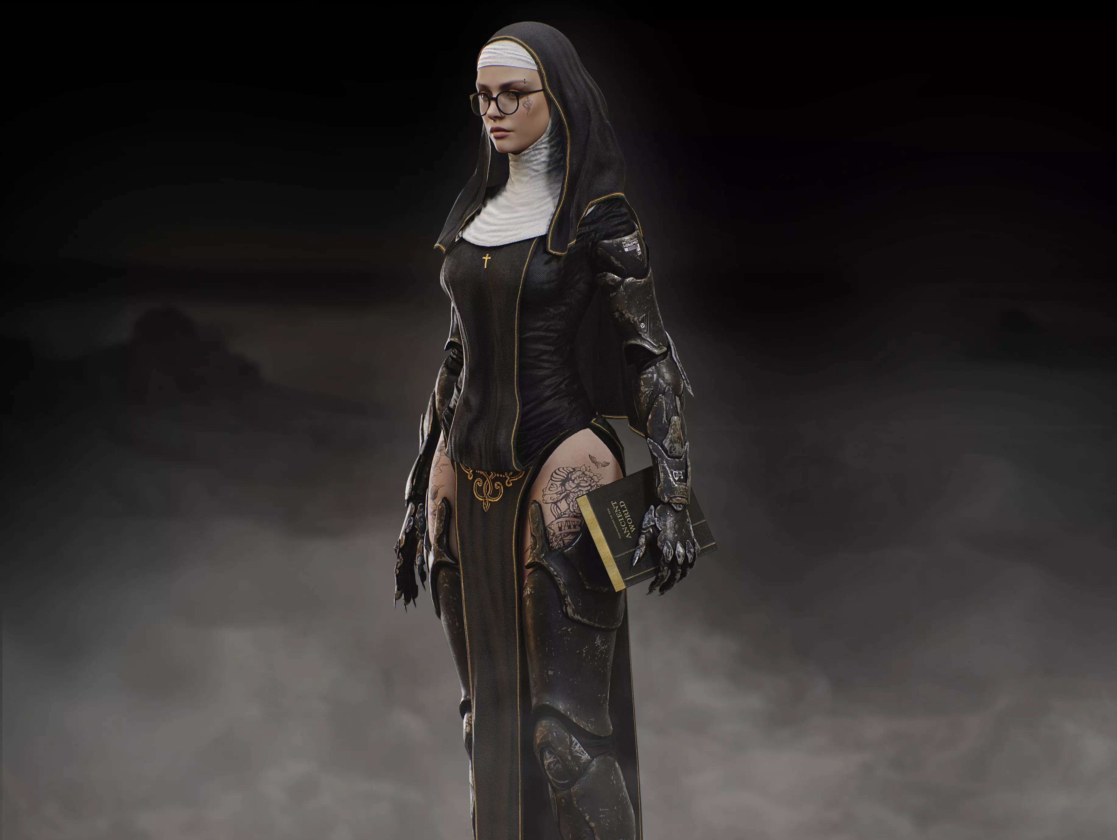 Sci Fi Nun Low-poly 3D model_6