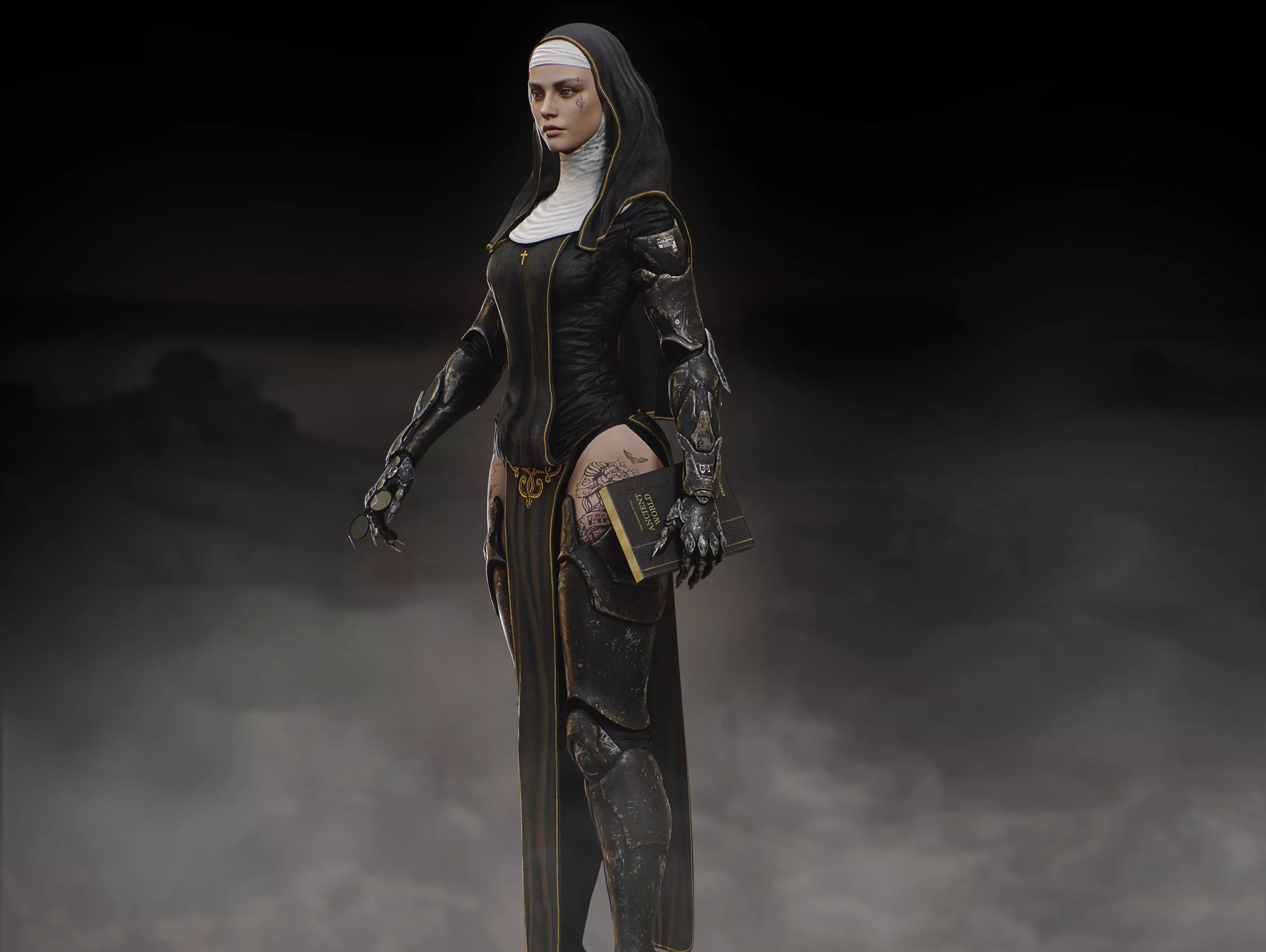 Sci Fi Nun Low-poly 3D model_11