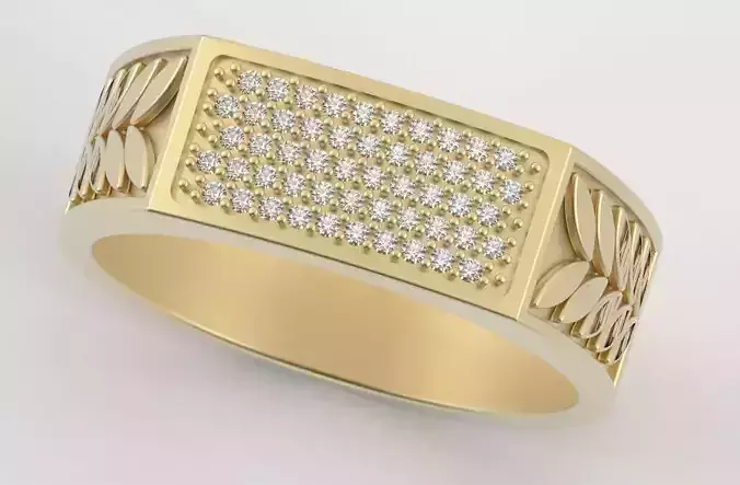 Man ring design plate with gems 3D print model