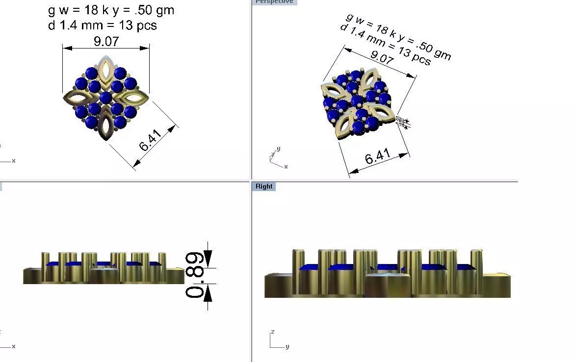 Pacote com 19 brincos cravejados 3D print model_42