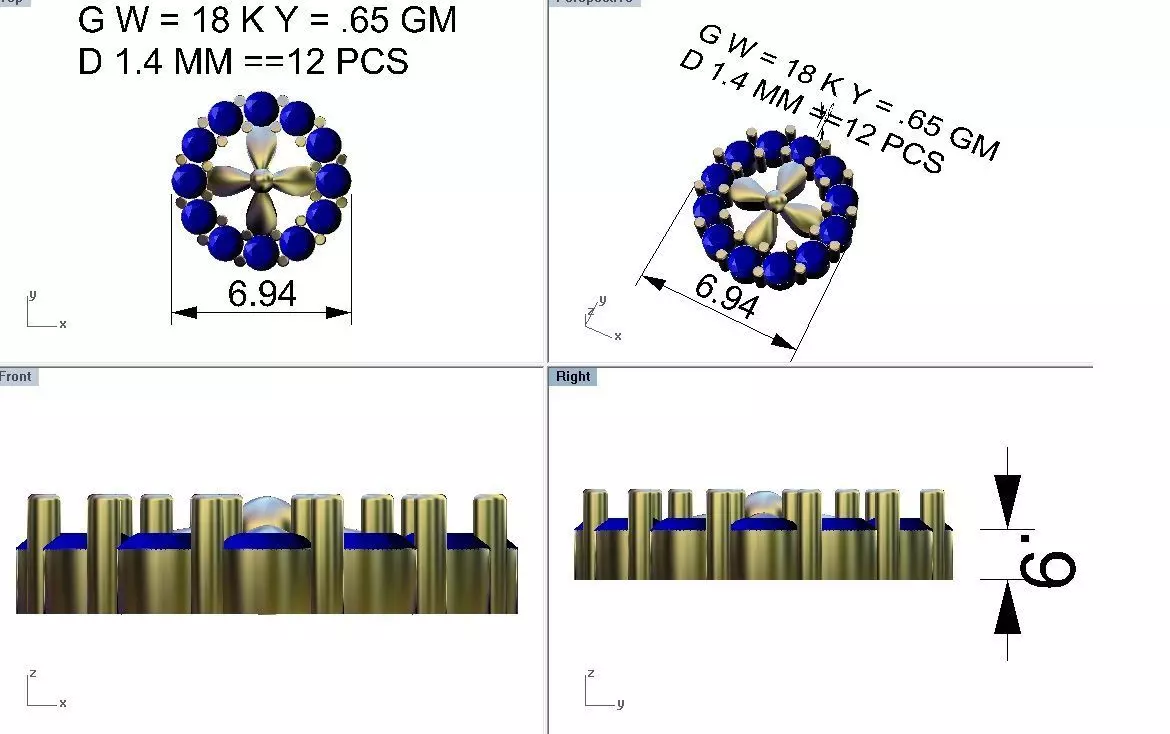 Pacote com 19 brincos cravejados 3D print model_12