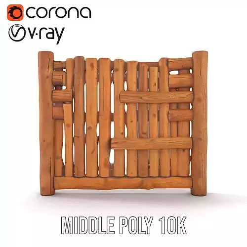 Rustic Wooden Fence model pack Low-poly 3D model 5