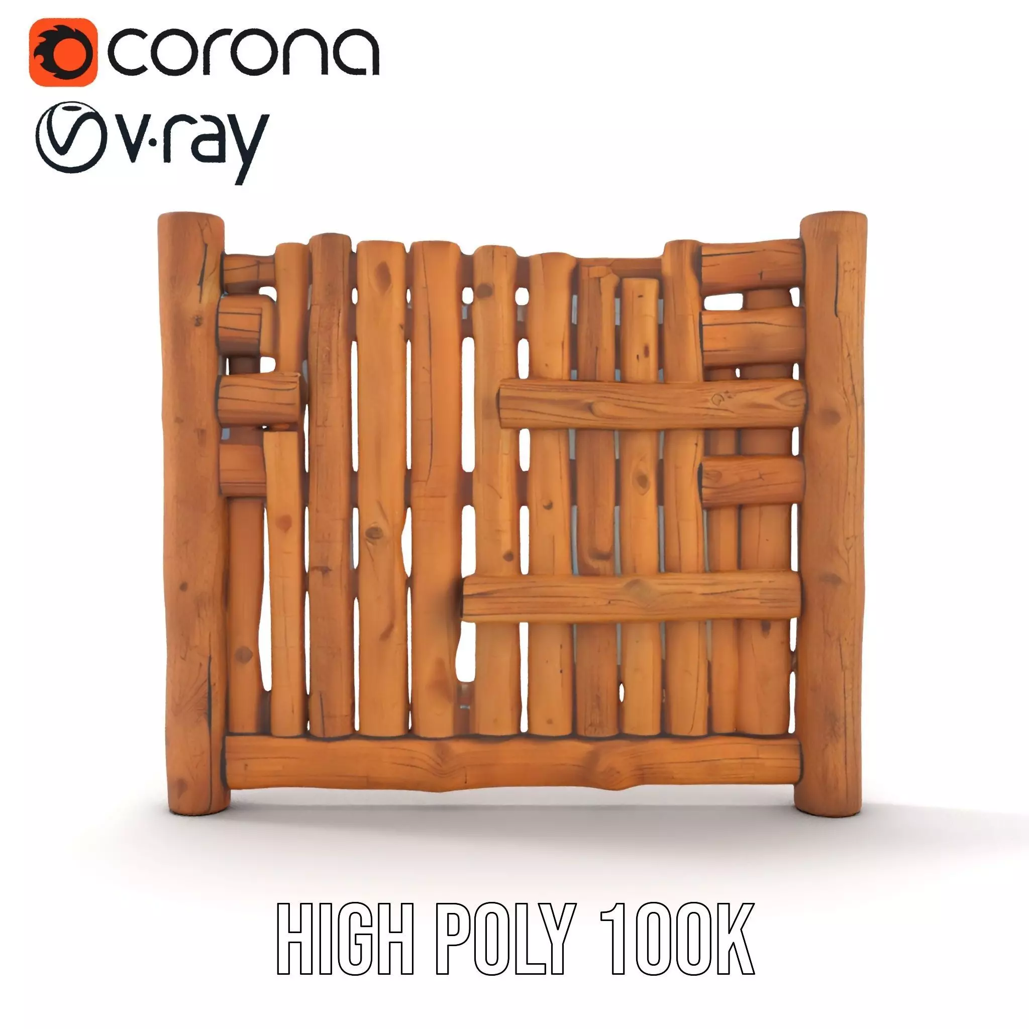 Rustic Wooden Fence model pack Low-poly 3D model_20