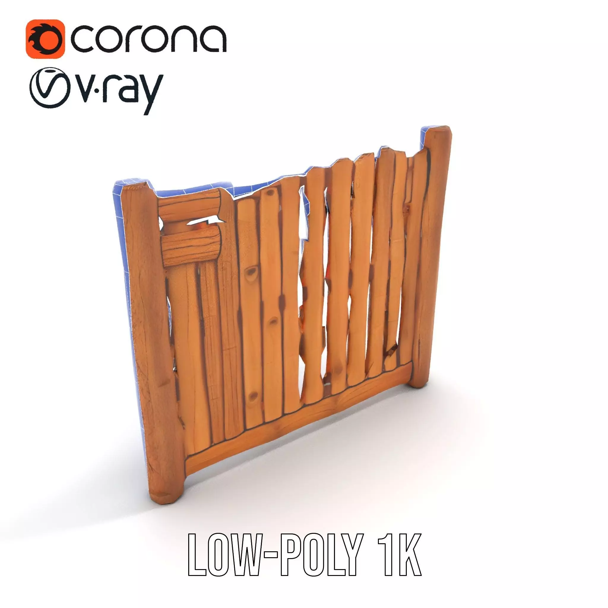 Rustic Wooden Fence model pack Low-poly 3D model_19