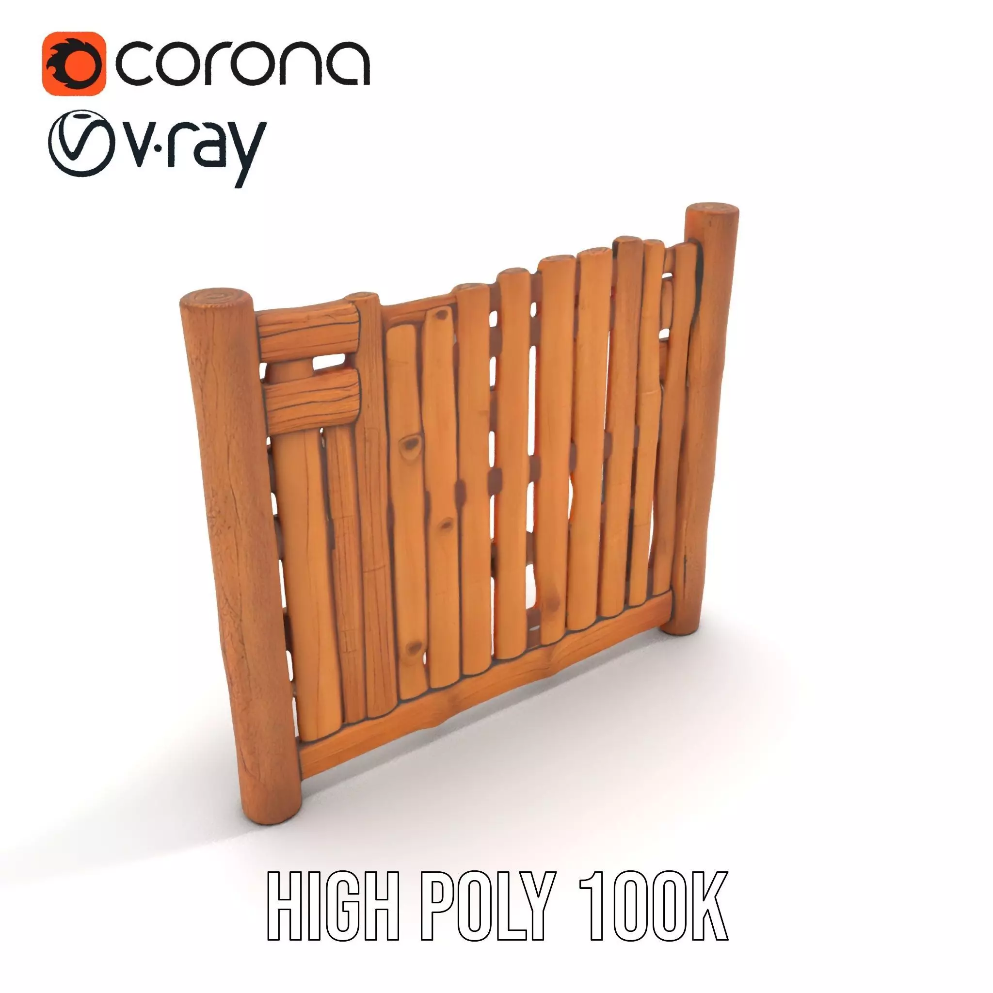 Rustic Wooden Fence model pack Low-poly 3D model_26