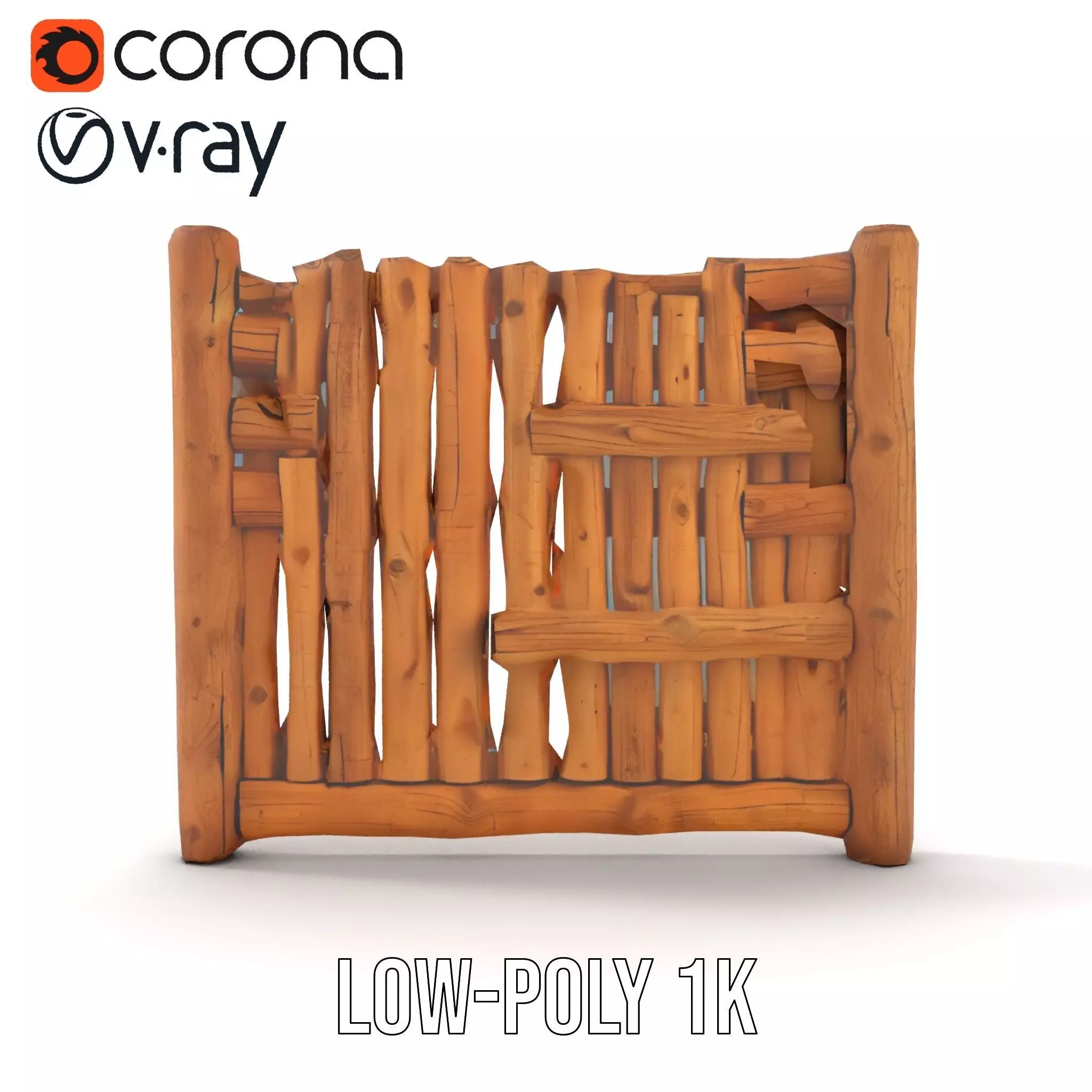 Rustic Wooden Fence model pack Low-poly 3D model_17