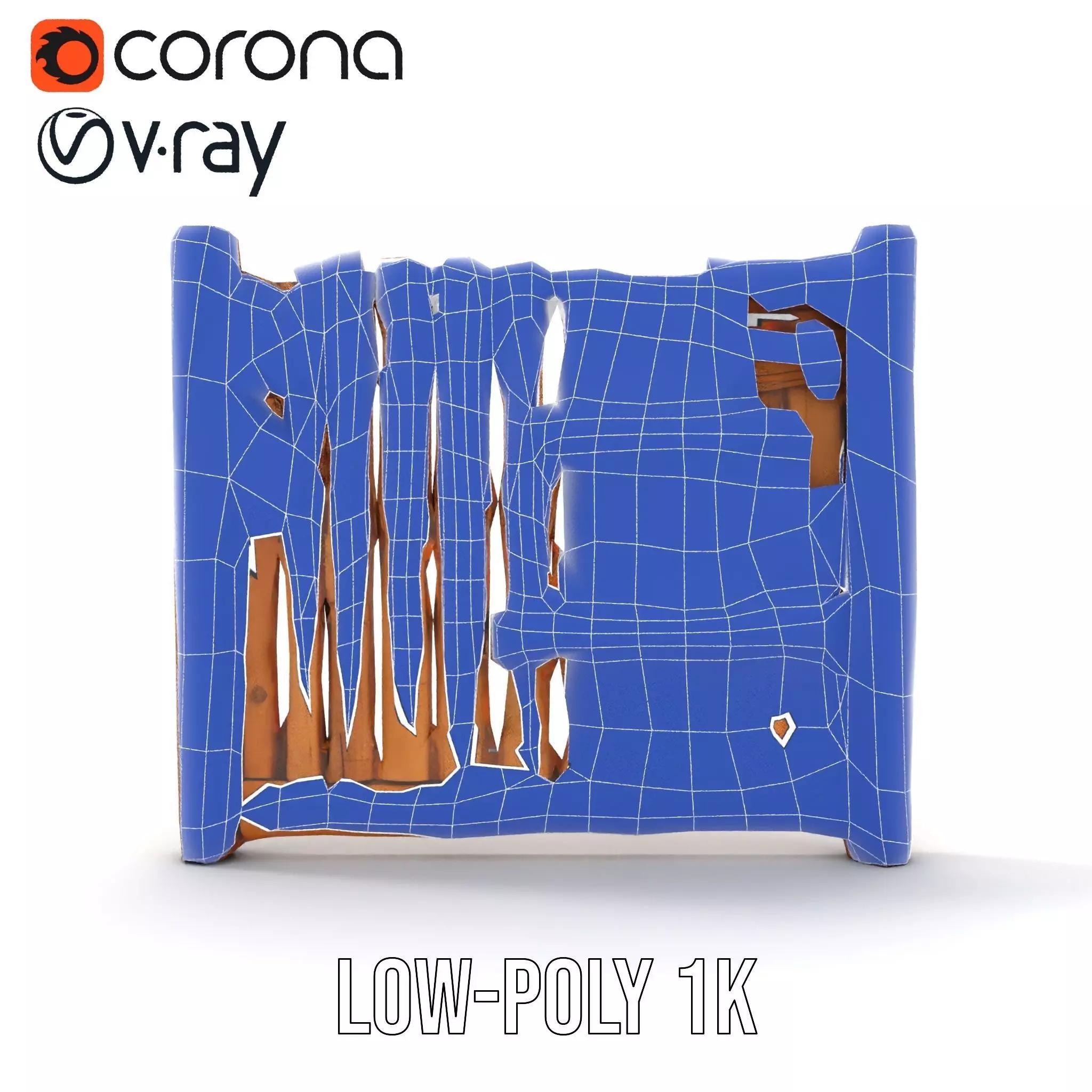 Rustic Wooden Fence model pack Low-poly 3D model_28