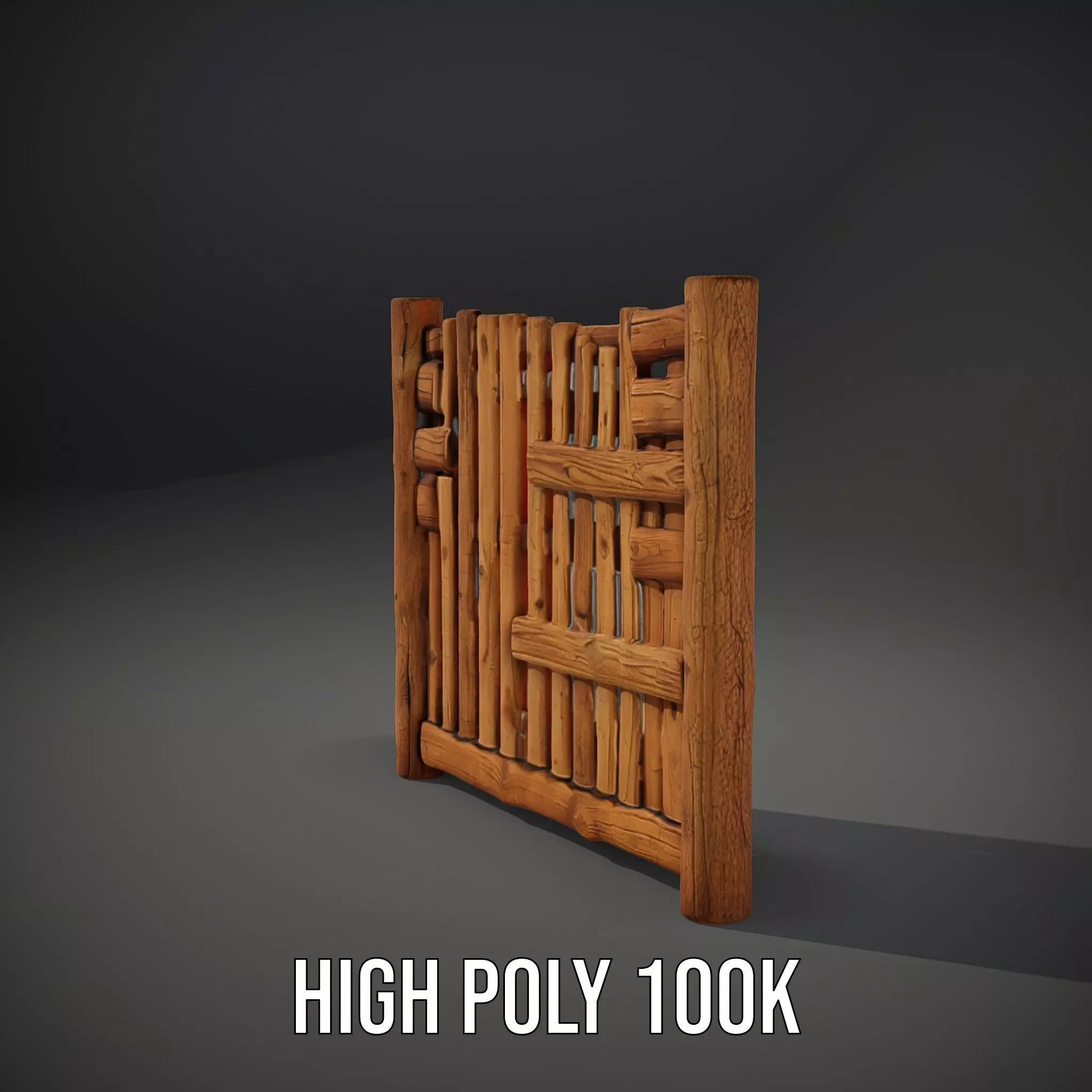 Rustic Wooden Fence model pack Low-poly 3D model_10