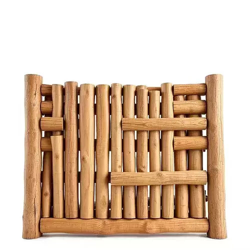 Rustic Wooden Fence model pack Low-poly 3D model 2