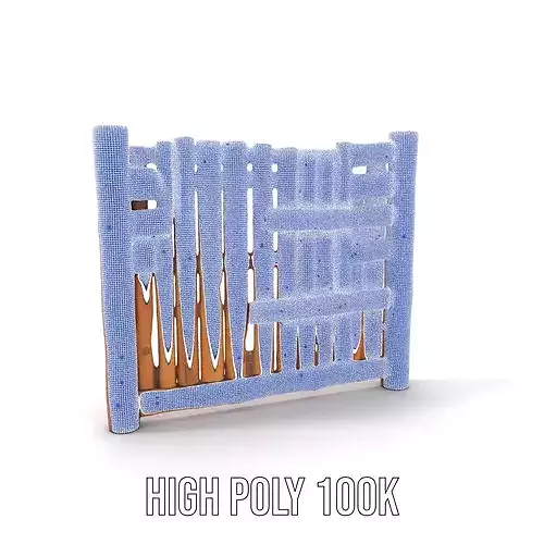 Rustic Wooden Fence model pack Low-poly 3D model 4