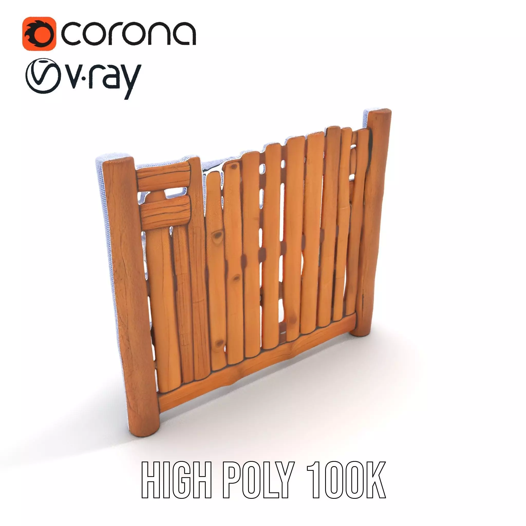 Rustic Wooden Fence model pack Low-poly 3D model_33