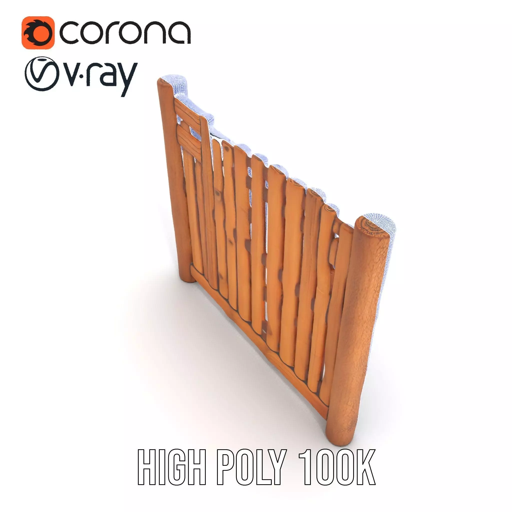 Rustic Wooden Fence model pack Low-poly 3D model_34