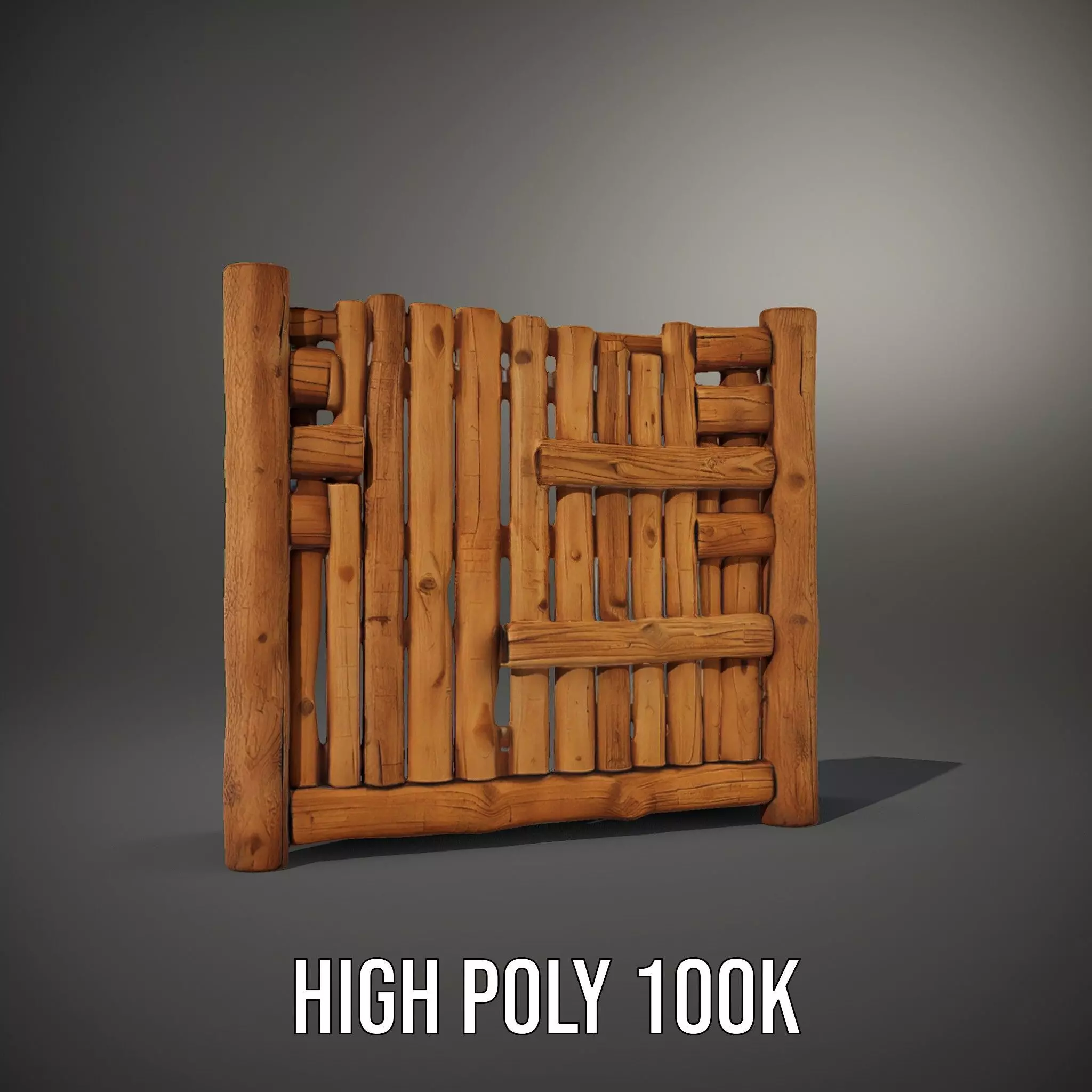 Rustic Wooden Fence model pack Low-poly 3D model_8