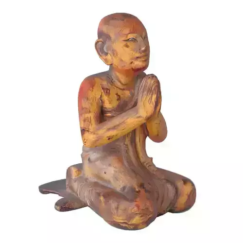 Antique Burmese Gilded Praying Monk